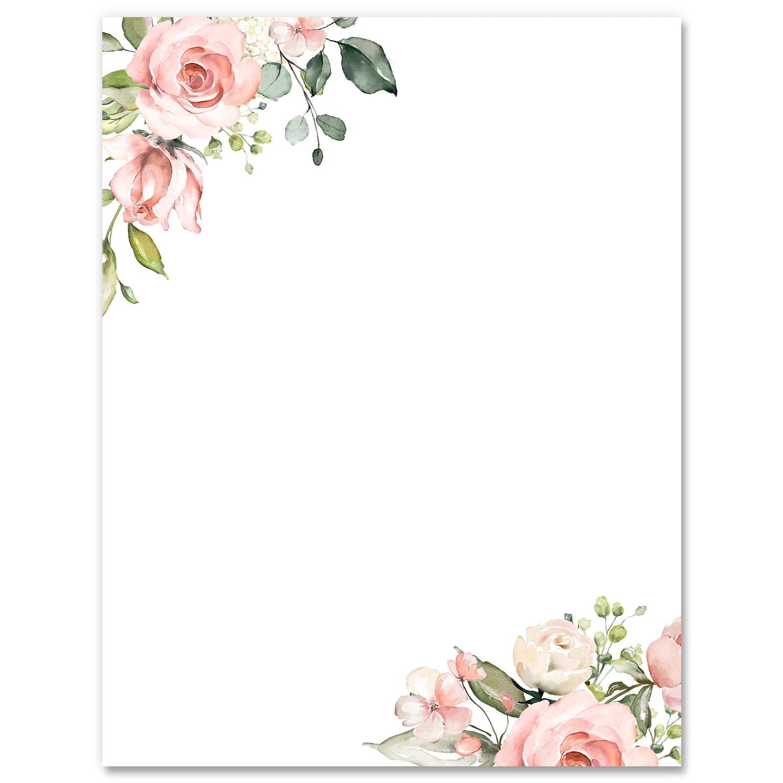 AnyDesign 60 Sheets Floral Stationery Letterhead Paper - Watercolor Pink Flower Letter Paper for Wedding, Bridal Shower, Invitations & Office Printing - 8.5 x 11 Inch Spring Writing Paper - Perfect for Greeting Cards, Notes & Elegant Correspondence
