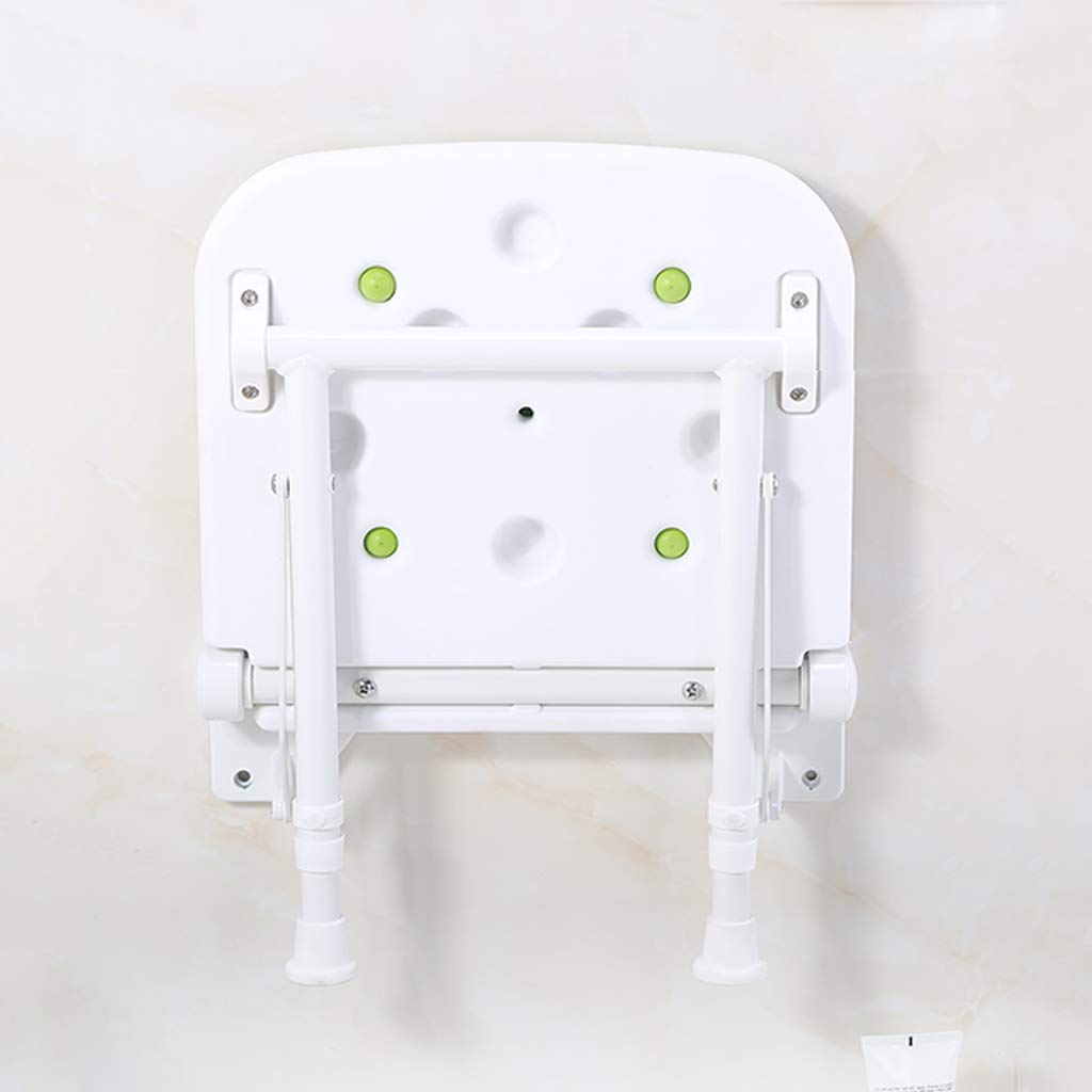 Foldable Wall-Mounted Shower Seat with Metal Support Legs - Adjustable Bathroom Shower Chair for Elderly & Disabled - Non-Slip Fold Up Bath Bench for Safe Showering (Ideal for Small Bathrooms & Mobility Assistance)