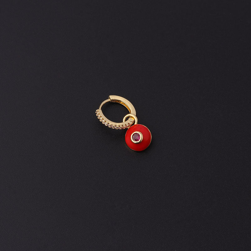 18K Gold Cartilage Hoop Earrings with Enamel Eye Design - Dainty Helix Earrings for Women | Perfect for Everyday Wear, Parties & Gifts (HSPJ379)