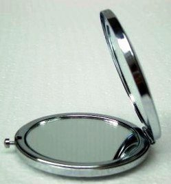 Elegant Floral Silver Compact Mirror - Double-Sided Cosmetic Mirror with Hinge Opening for Handbags & Purses | Perfect for Travel, Makeup Touch-Ups & Gifts