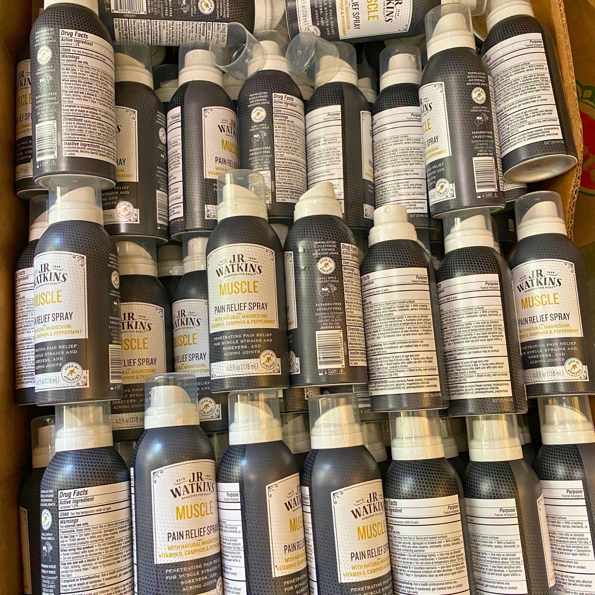 JR Watkins Natural Pain Relief Spray for Body & Muscle Soreness - 4oz (40-Pack Bulk) - Fast-Acting Formula for Post-Workout Recovery, Arthritis & Joint Pain Relief
