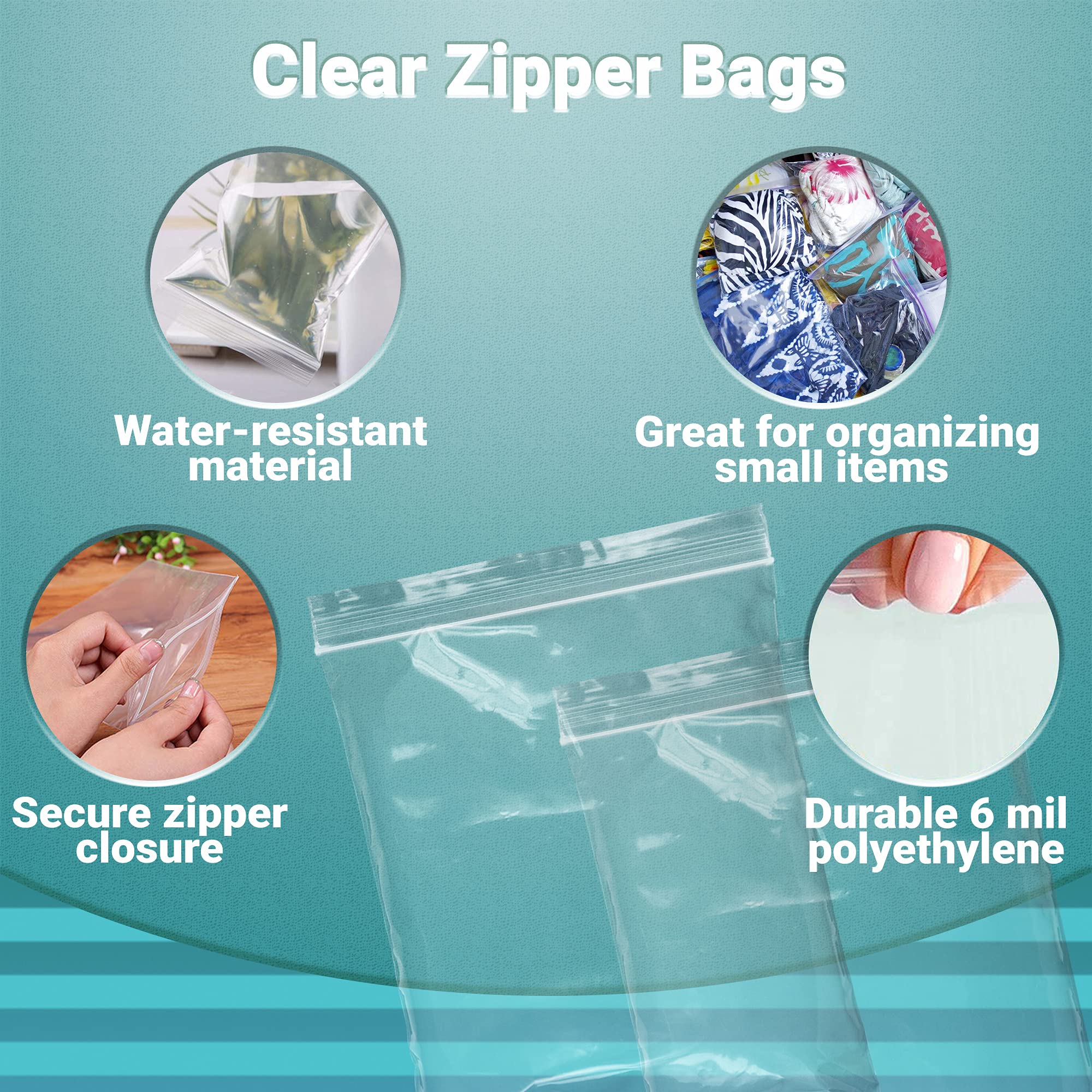 APQ 250 Pack 13x18 Clear Heavy Duty Zipper Bags - 6 Mil Thick Seal Top Polyethylene Storage Bags for Food Service, Industrial Use & Healthcare Needs | Perfect for Meal Prep, Organizing Supplies & Medical Equipment Storage