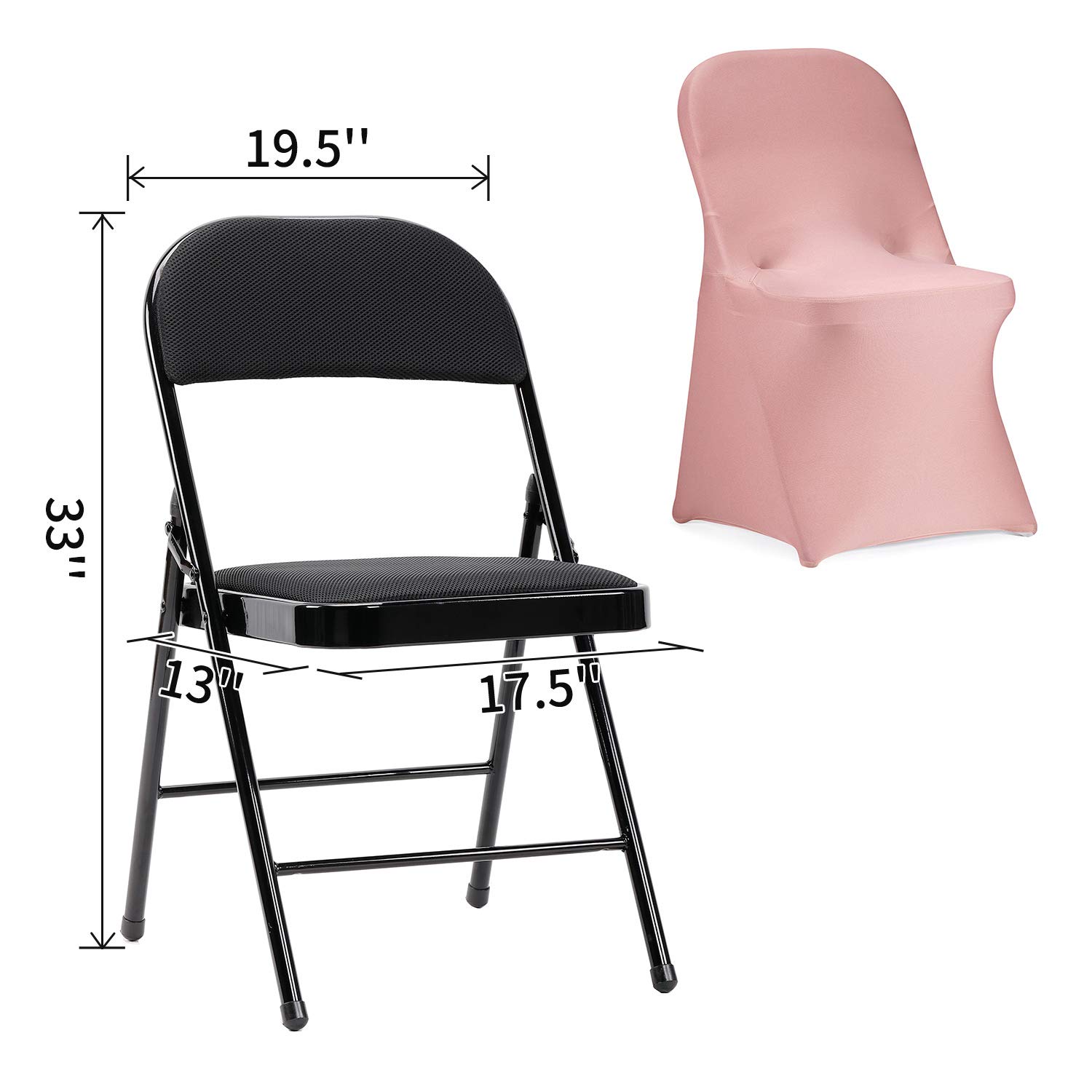 Peomeise Stretch Spandex Folding Chair Covers - 12 Pack Dusty Pink Elastic Banquet Chair Slipcovers for Wedding, Party, Dining & Special Events - Perfect for Indoor/Outdoor Decorations