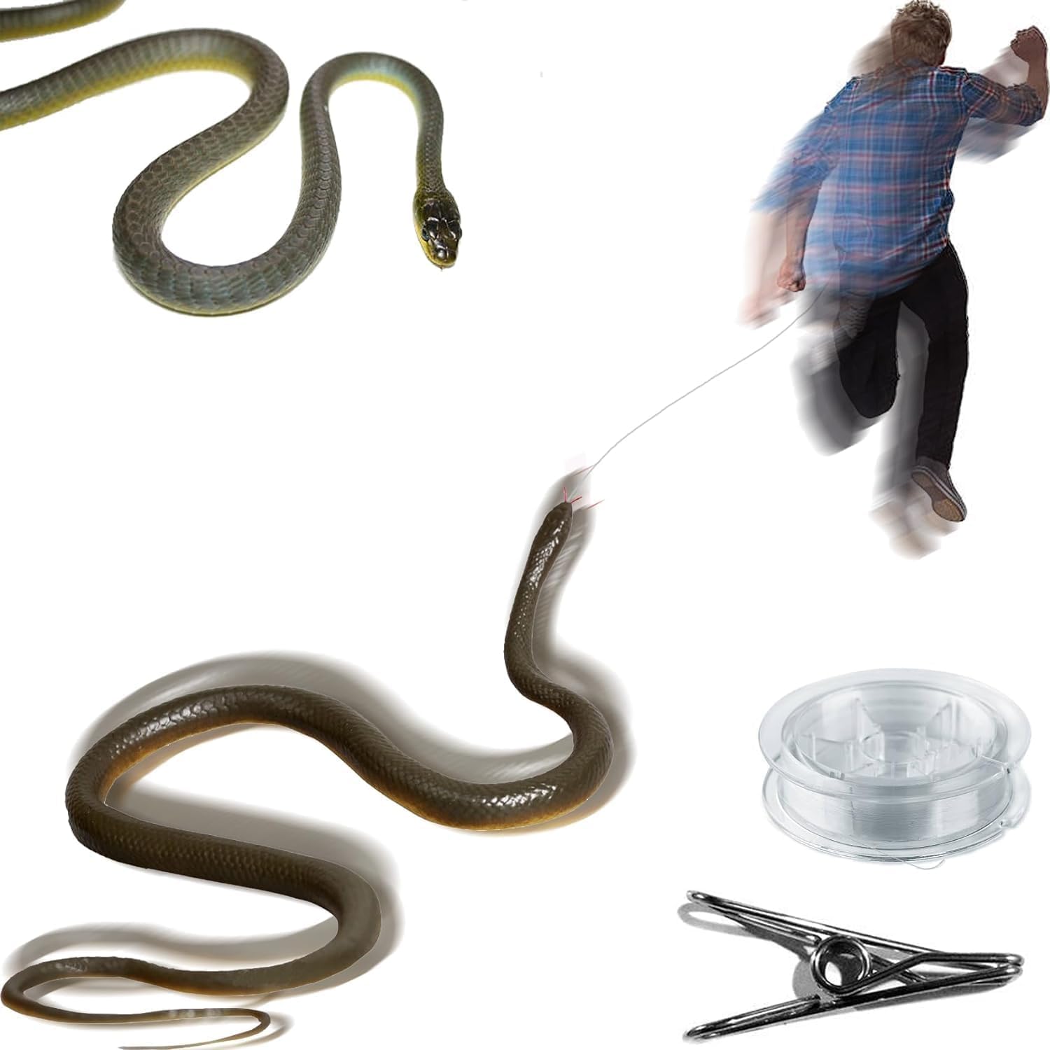 Realistic Snake Prank Toy with String & Clip - Funny Golf Prank Gag Gift for Friends - Perfect for Halloween, April Fools' Day & Outdoor Prank Scenes