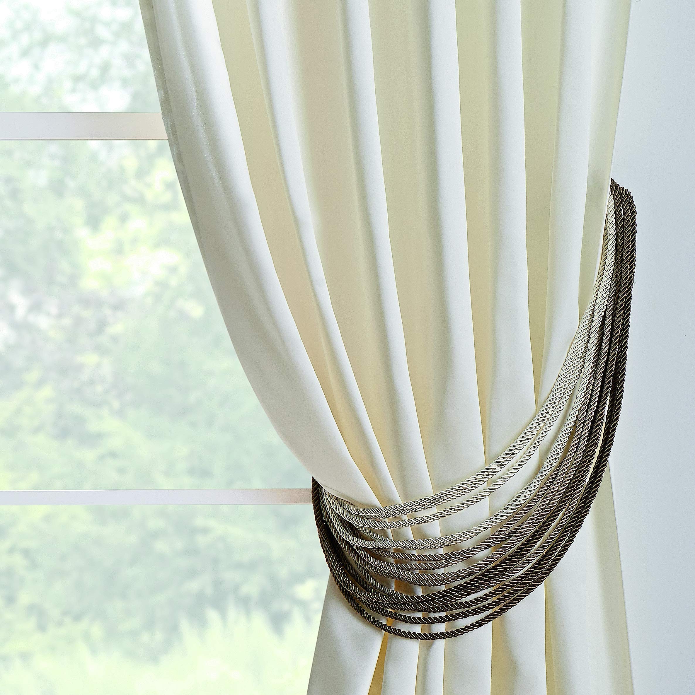 Brielle Home BBB Venetian Natural Curtain Tiebacks - Elegant Window Treatment for Living Room & Bedroom Decor