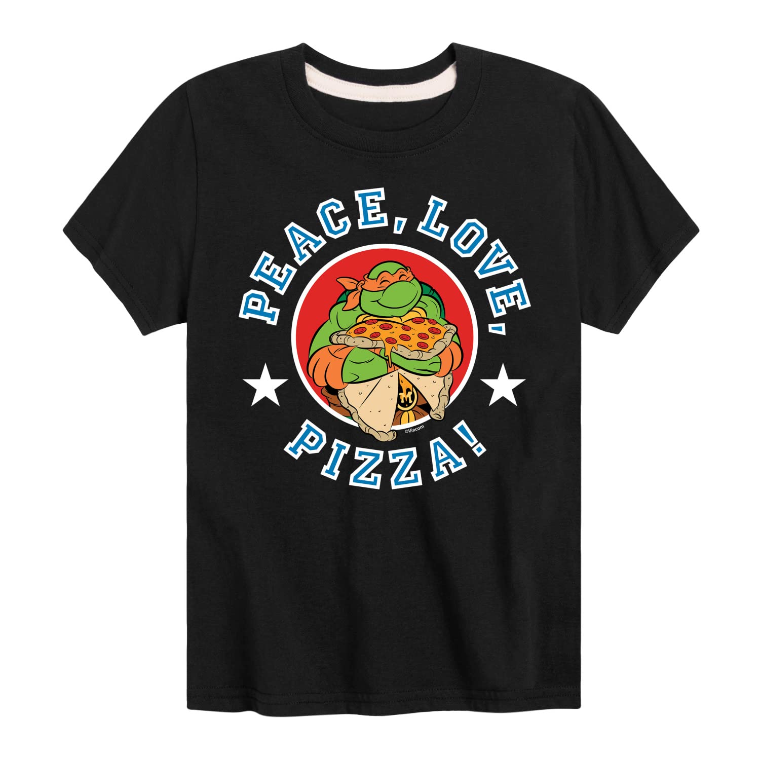 HYBRID APPAREL Teenage Mutant Ninja Turtles Peace Love Pizza Youth Short Sleeve T-Shirt - Casual Graphic Tee for Boys, Kids Birthday Gift, Anime Fan Apparel, Everyday Wear
