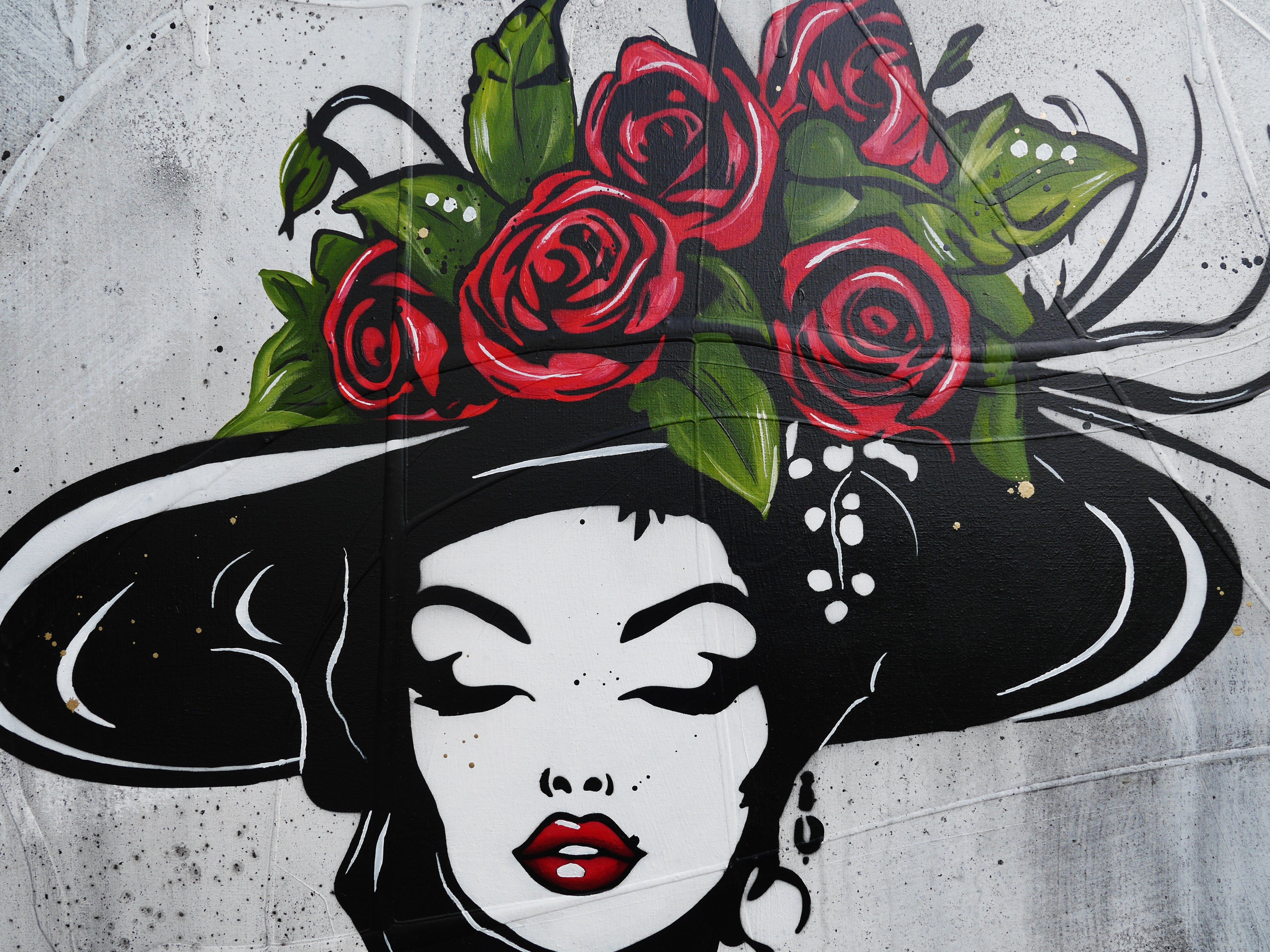 100cm x 140cm Modern Textured Urban Pop Art Canvas Painting - Roses Inc. Wall Decor for Living Room, Bedroom & Office