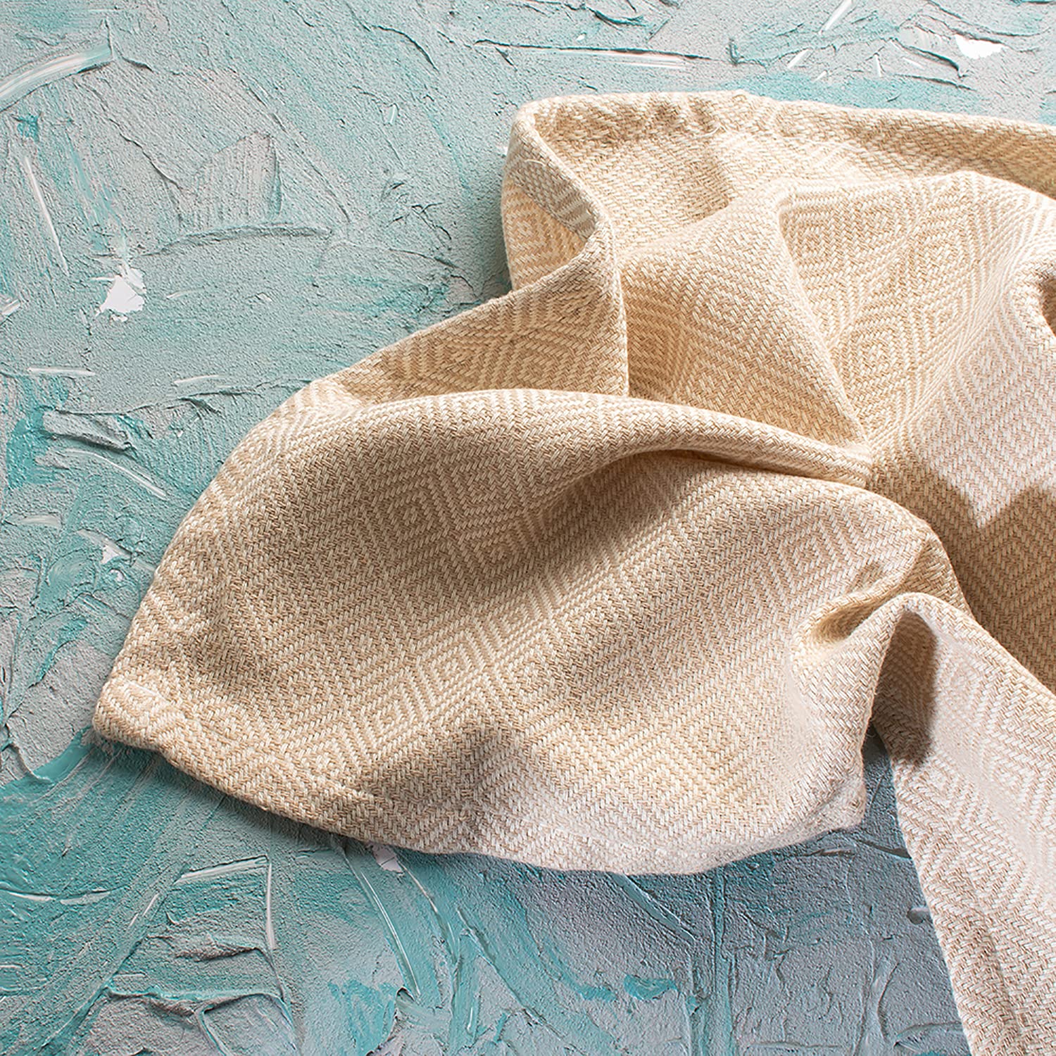 Premium Turkish Cotton Hand Towels 5-Pack - Super Absorbent Kitchen Dish Towels for Drying Dishes, Cleaning & Bar Use - Soft Beige Diamond Pattern Tea Towels for Home, Restaurant & Commercial Kitchens