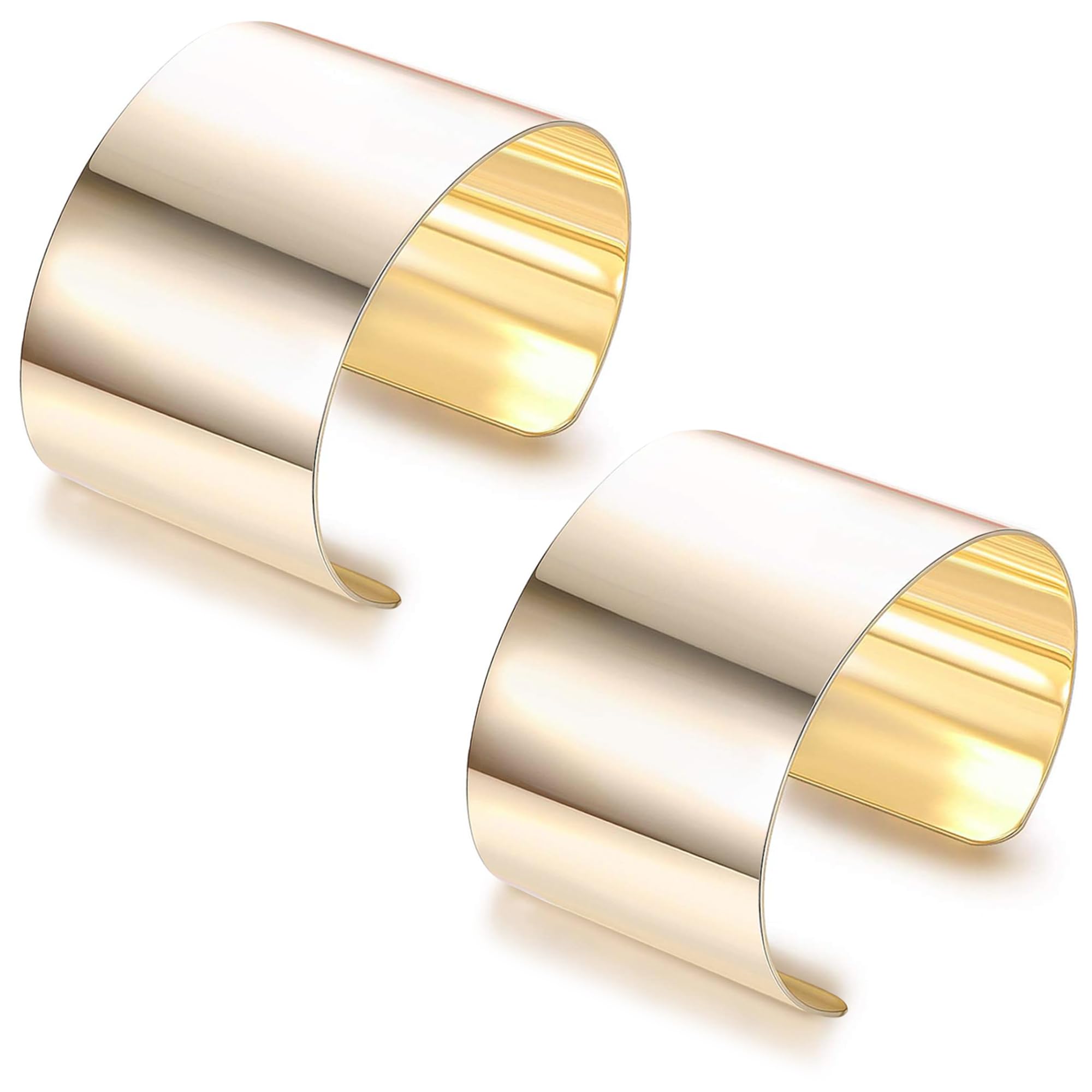 RIOSO 2 Pack Adjustable Gold Cuff Bangle Bracelets for Women - Open Wide Wire Wrap Wrist Cuff Jewelry for Party, Wedding & Everyday Fashion Accessories