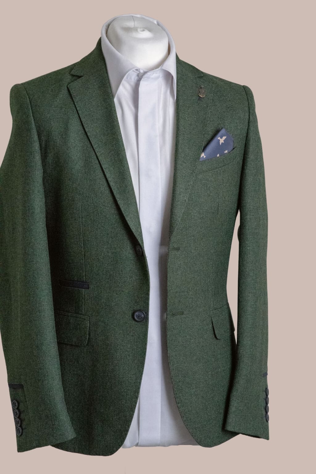 Fratelli Robbie Men's Olive Green Tweed 3 Piece Suit - Classic Vintage Style Wedding, Business & Formal Occasion Outfit