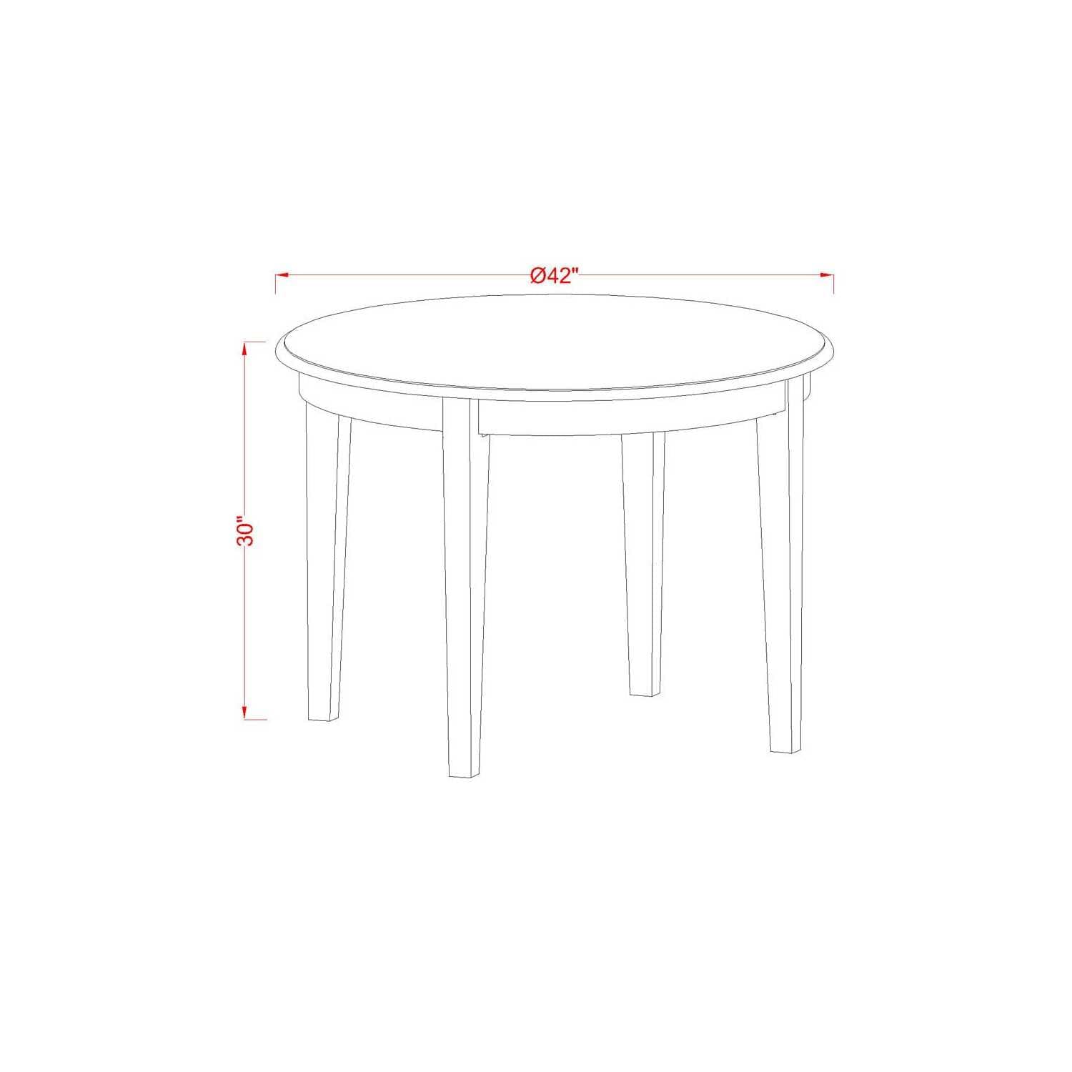 East West Furniture 5-Piece Dining Table Set - Round White Parsons Table with Baby Blue Linen Chairs & Rubberwood Legs - Perfect for Small Spaces, Breakfast Nooks & Cozy Family Dinners
