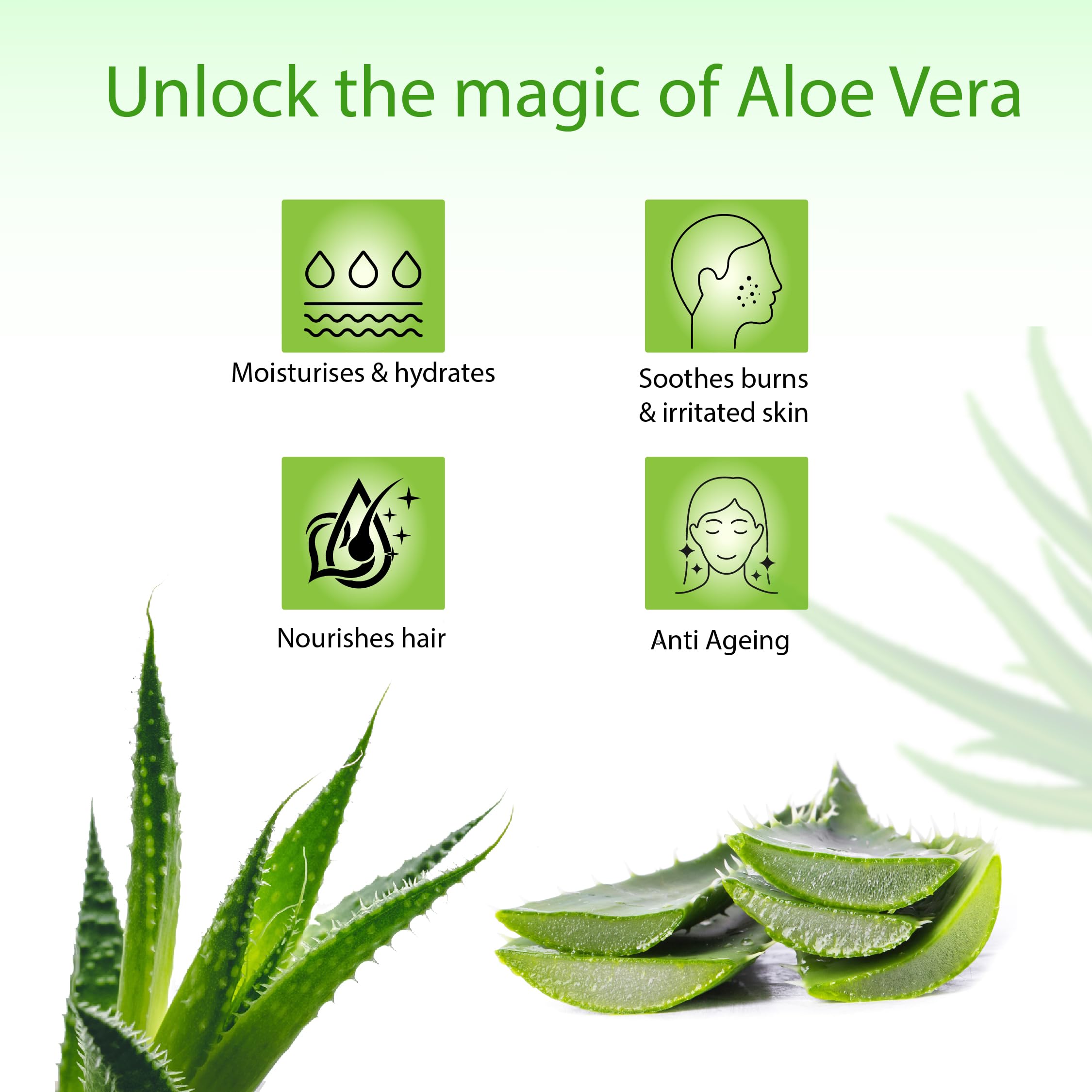 Organic Aloe Vera Gel for Face, Skin & Hair Care - Vitamin E, Rosemary & Cucumber Extract - 100ml - Hydrating Moisturizer for Sunburn Relief, Acne Treatment & Hair Growth - Perfect for Daily Skincare Routine & After Sun Care