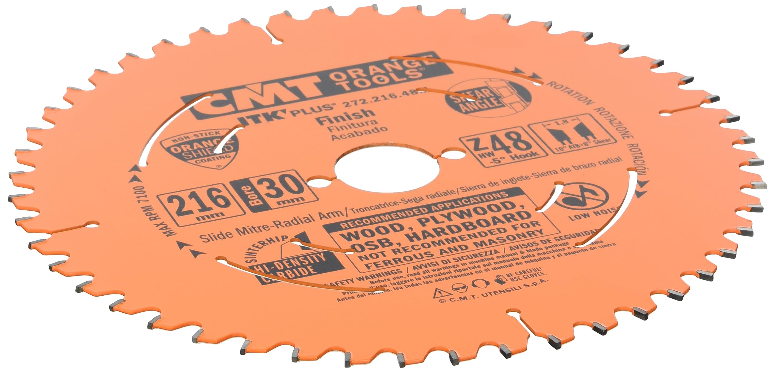 CMT ITK Plus HW Circular Saw Blade 216mm x 1.8mm x 30 Teeth 48° ATB + Shear - 5 Scale for Woodworking & Precision Cutting | Perfect for Plywood, MDF, and Hardwood Projects
