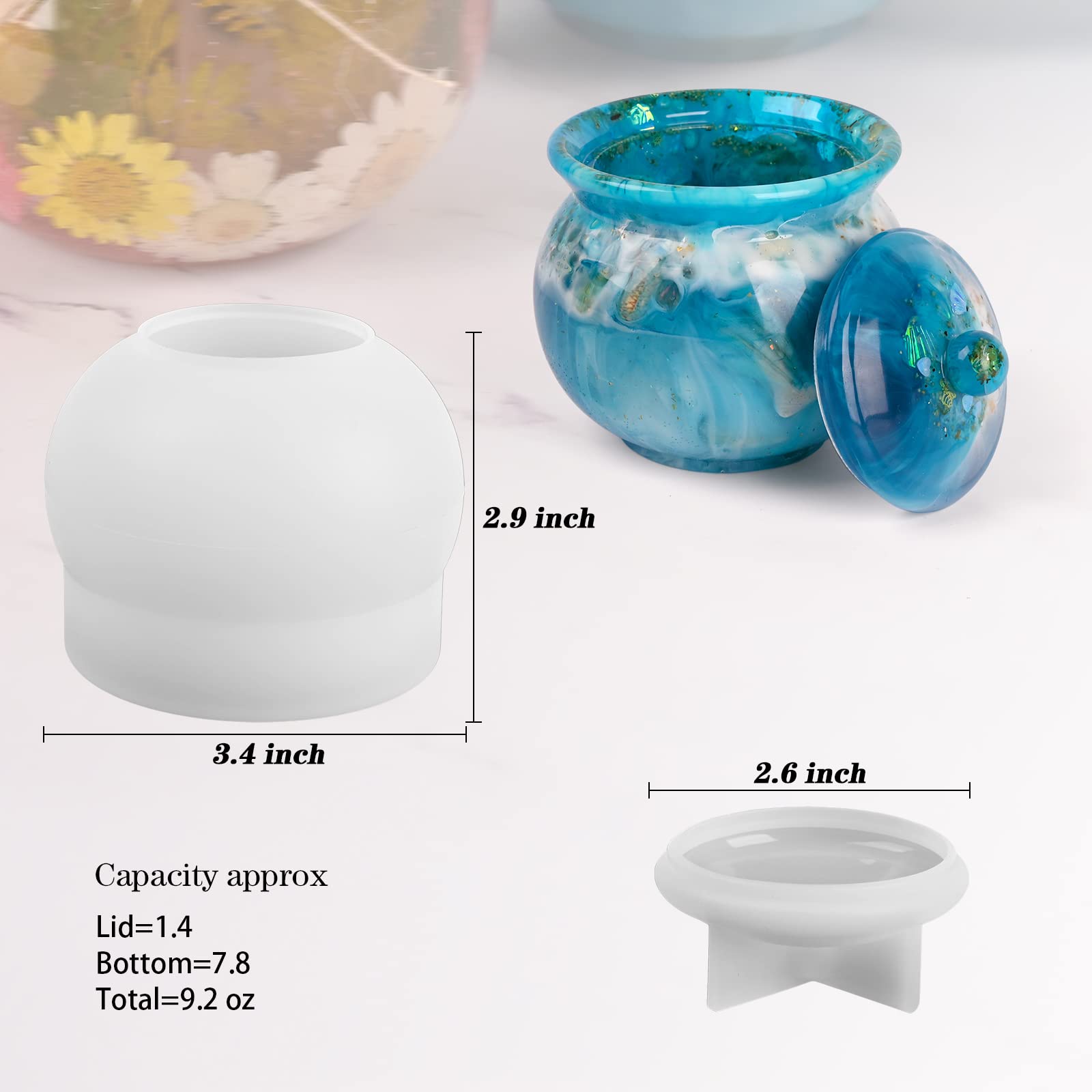 Actvty Jar Silicone Molds with Lid - DIY Epoxy Resin Molds for Jewelry Storage Box, Candle Holder, Candy Container - Perfect for Resin Casting Crafts, Home Decor & Unique Gift Making