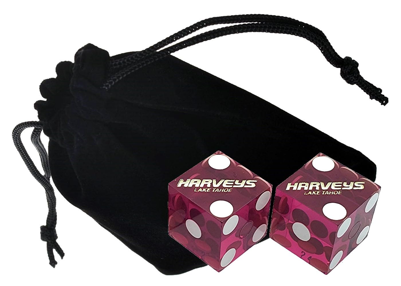 Authentic Lake Tahoe Casino Craps Dice Pair with Pouch - Perfect for Table Games & Collectors