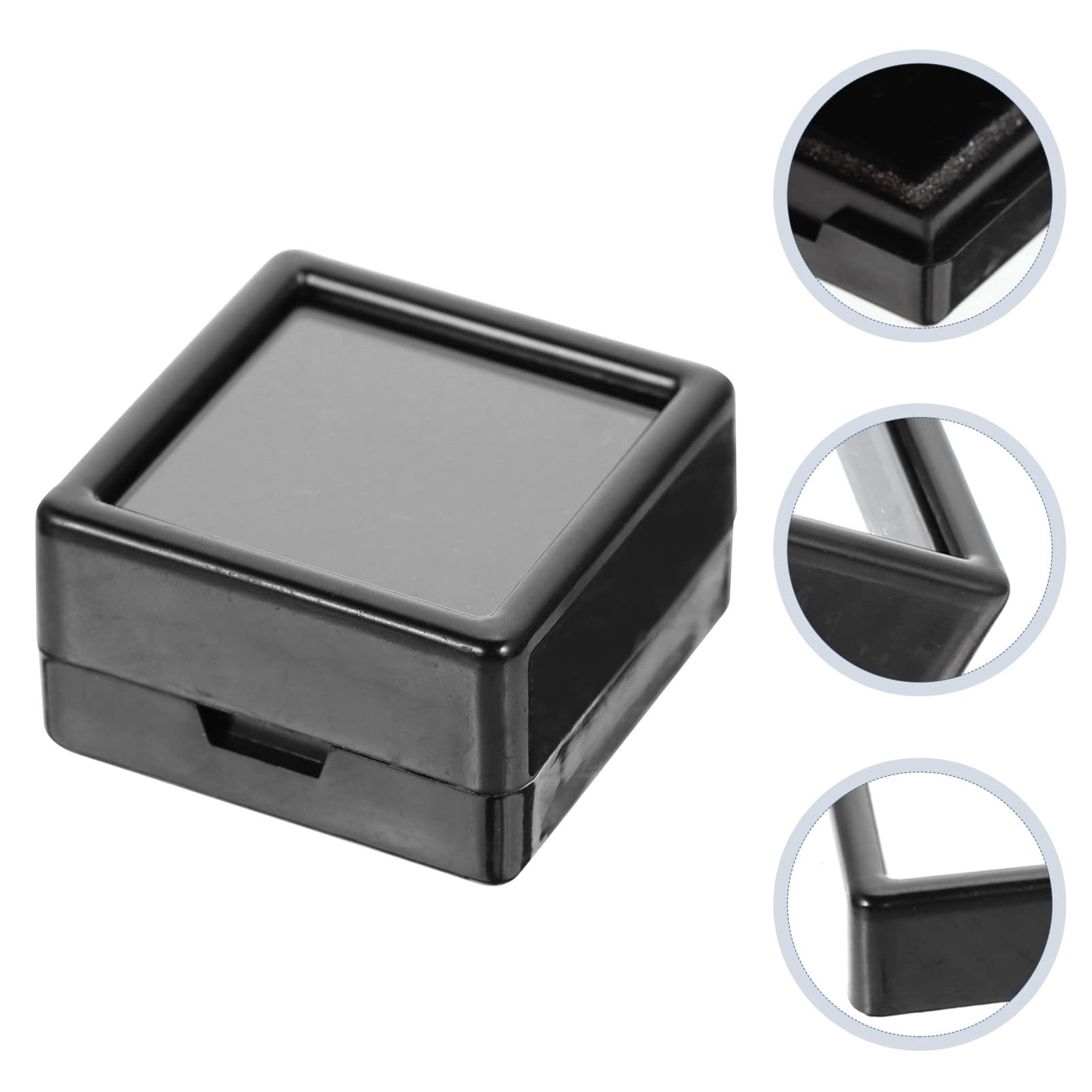 20Pcs Clear Acrylic Jewelry Organizer Box - Single Ring Storage Box for Engagement Rings, Earrings & Necklaces (3x3cm, Black) | Perfect for Jewelry Display, Travel & Gift Packaging