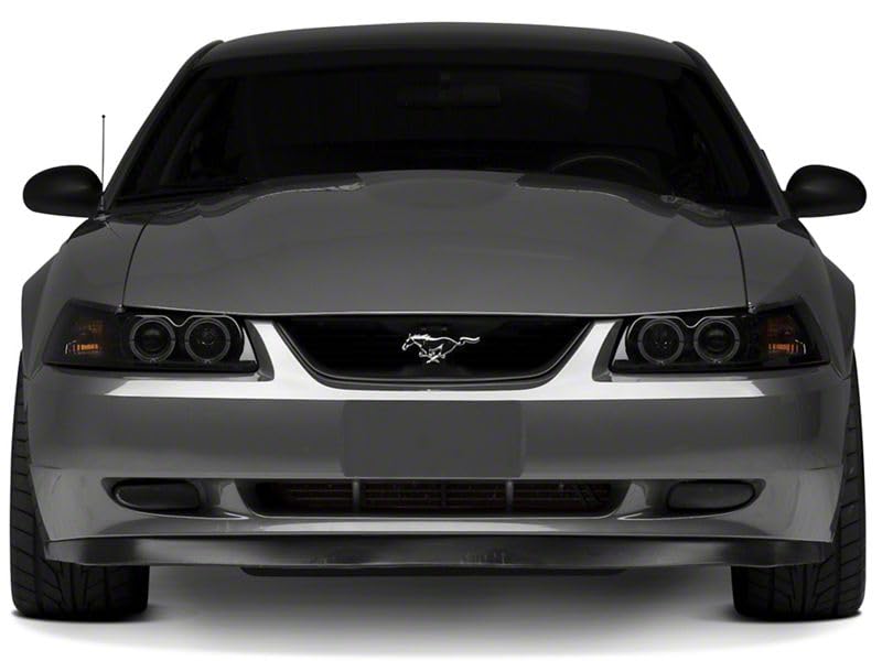 Raxiom Smoked Projector Headlights with Dual LED Halo for Ford Mustang 1999-2004 - Upgrade Your Ride with Enhanced Visibility & Style for Night Driving & Car Shows