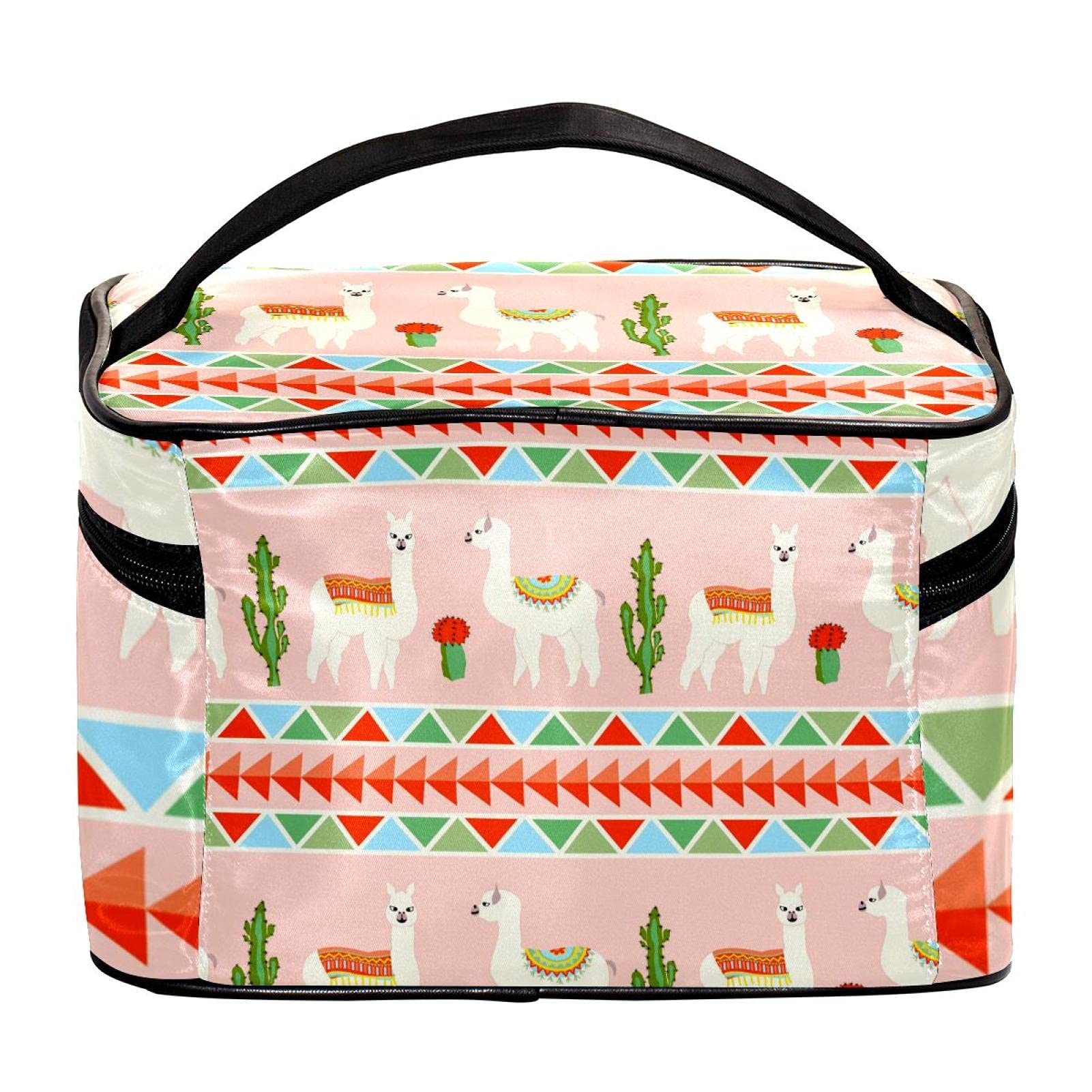 Stylish Tribal Llama Cactus Travel Makeup Bag - Large Cosmetic Organizer with Zipper for Women & Girls | Perfect for Vacation, Gym & Daily Essentials Storage