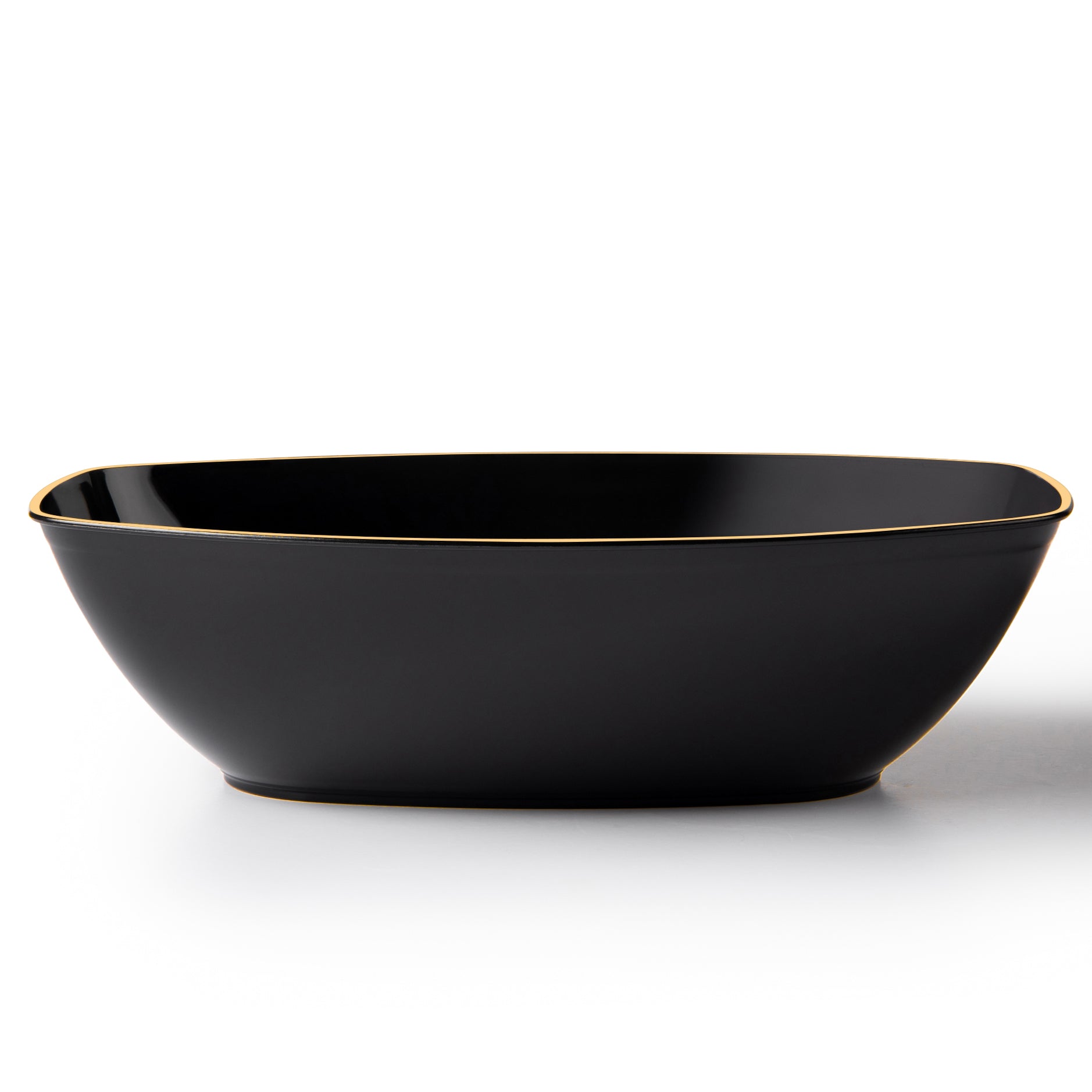 72 oz. Black and Gold Rim Oval Salad Bowl Set of 4 - Perfect for Family Dinners, Parties, and Entertaining
