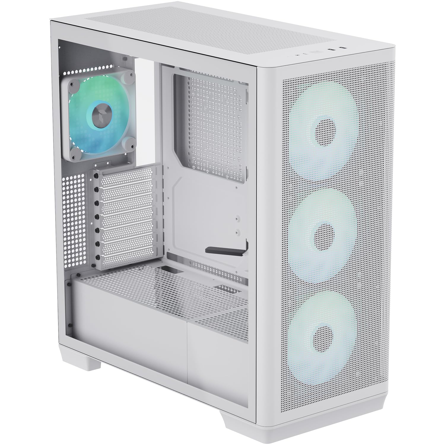 C1 Mid-Tower ATX White PC Case with 4 High Airflow APNX FP1 ARGB Fans - 11 Total Fan Slots, 360mm Liquid Cooler Support, 5-Port PWM ARGB Hub - Perfect for Gaming, Streaming & Workstation Builds