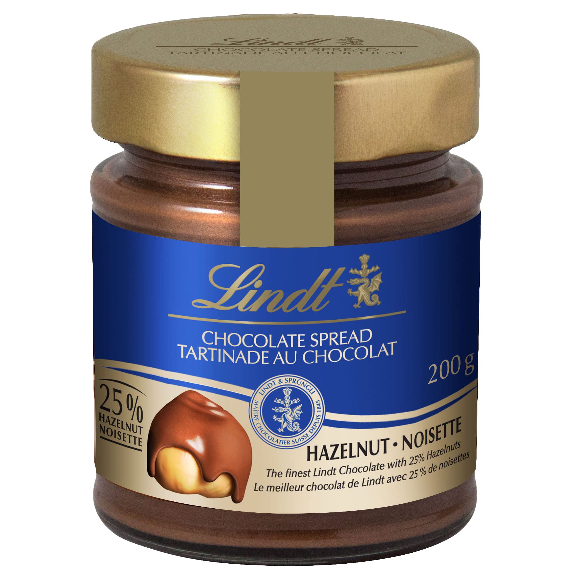 Lindt Hazelnut Milk Chocolate Spread - 7.1 oz (200g) - Rich & Creamy Nutella Alternative - Imported from Canada - Perfect for Toast, Pancakes & Dessert Toppings