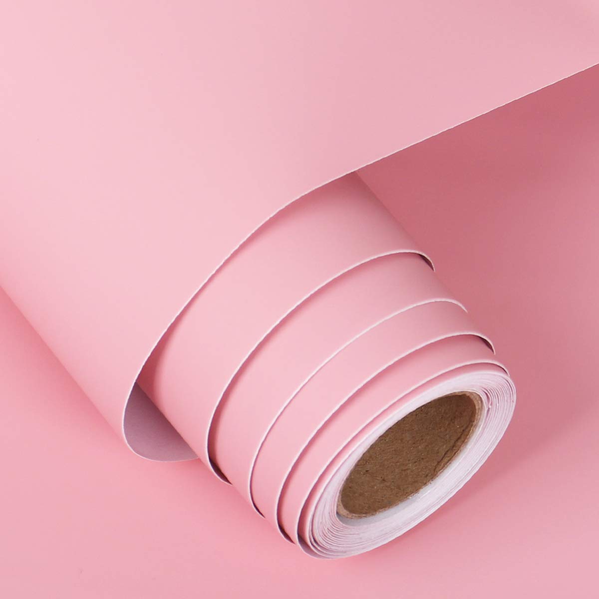 FunStick Solid Pink Peel and Stick Wallpaper - Self-Adhesive Removable Contact Paper for Girls Bedroom, Nursery Walls, Cabinet & Drawers (12