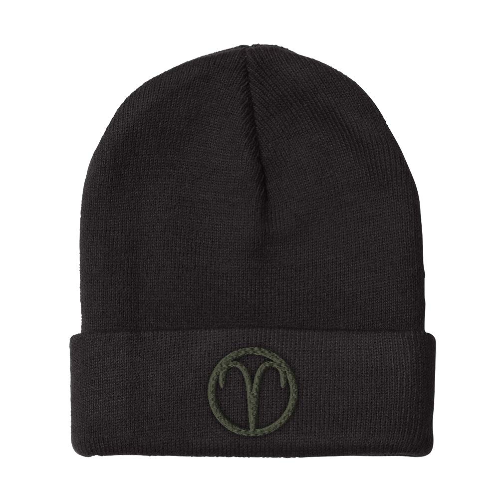 Custom Aries Embroidered Winter Beanies for Men & Women - Acrylic Skull Cap One Size Fits All - Cozy Zodiac Hat for Cold Weather, Outdoor Activities & Fashion Accessories