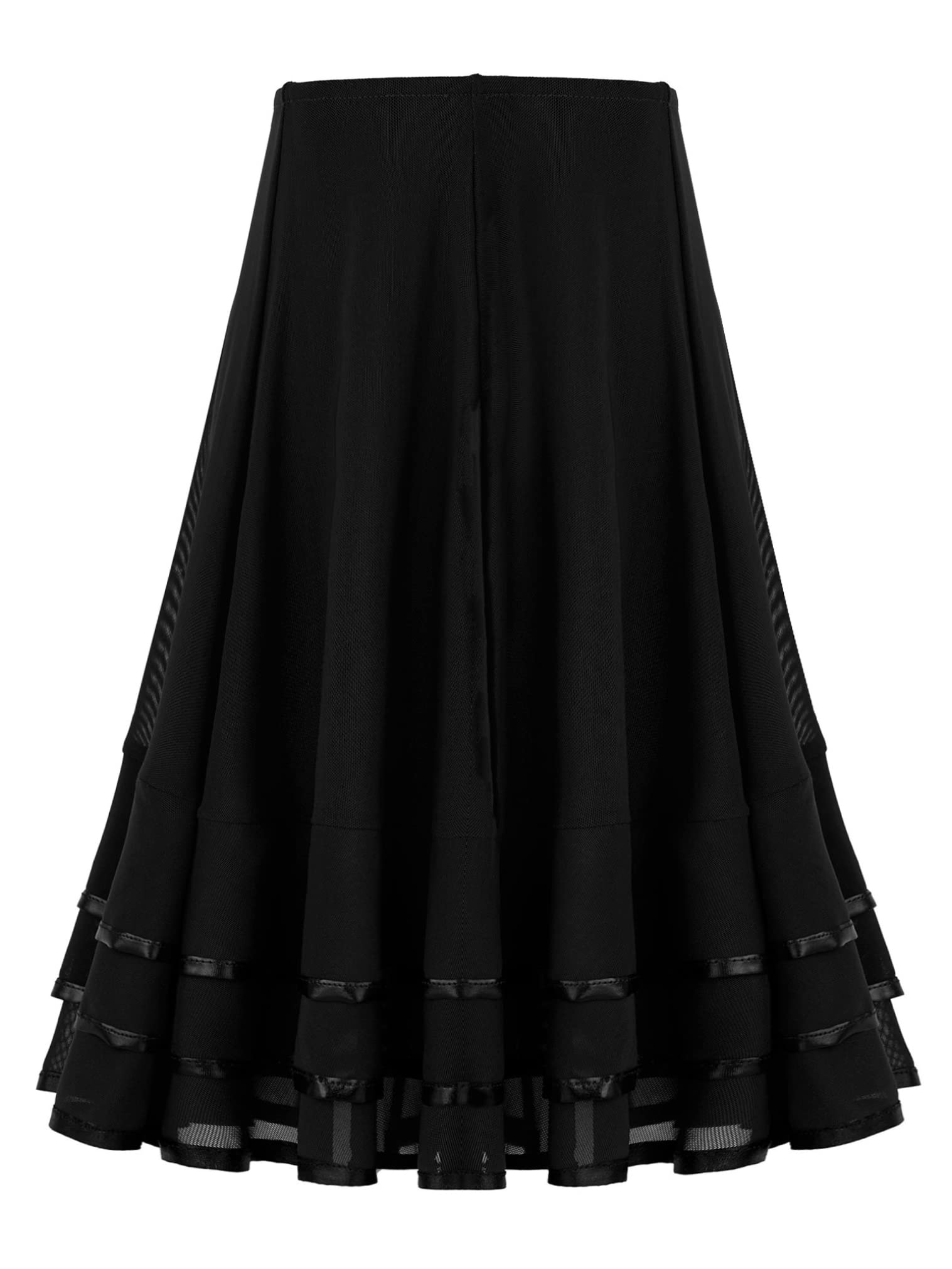 JEATHA Girls Chiffon Tiered Ruffle Maxi Skirt - A-Line Swing Skorts for Summer, Casual Wear & Latin Dance - Perfect for Tango, Ballet, and Playtime Outfits
