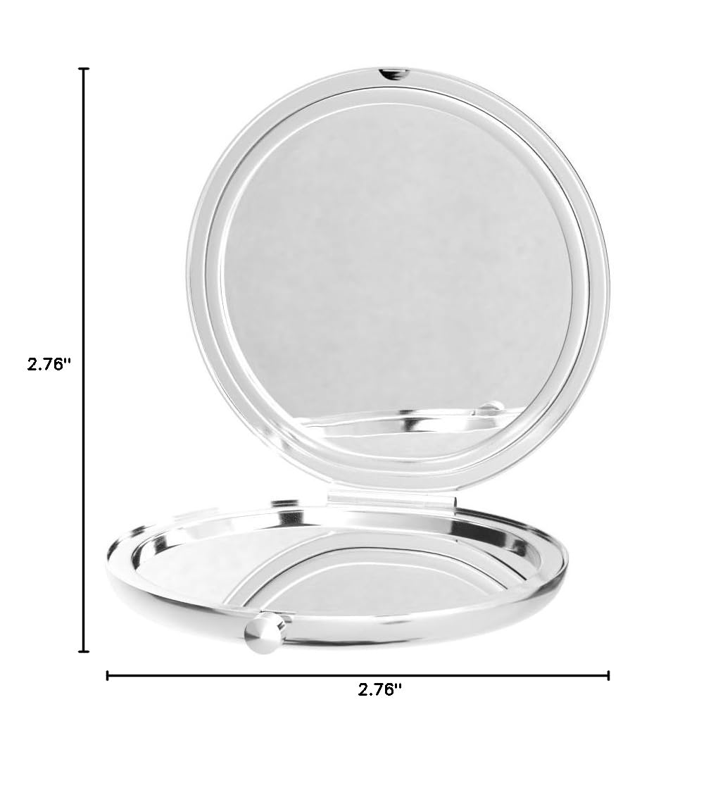 1x/2x Magnification Compact Mirror for Purse - Travel Makeup Mirror with Small Flower Design, Handheld 2-Sided Portable Cosmetic Mirror for Women, Perfect Gift for Makeup Lovers (Great for Travel, Home, and Office Use)