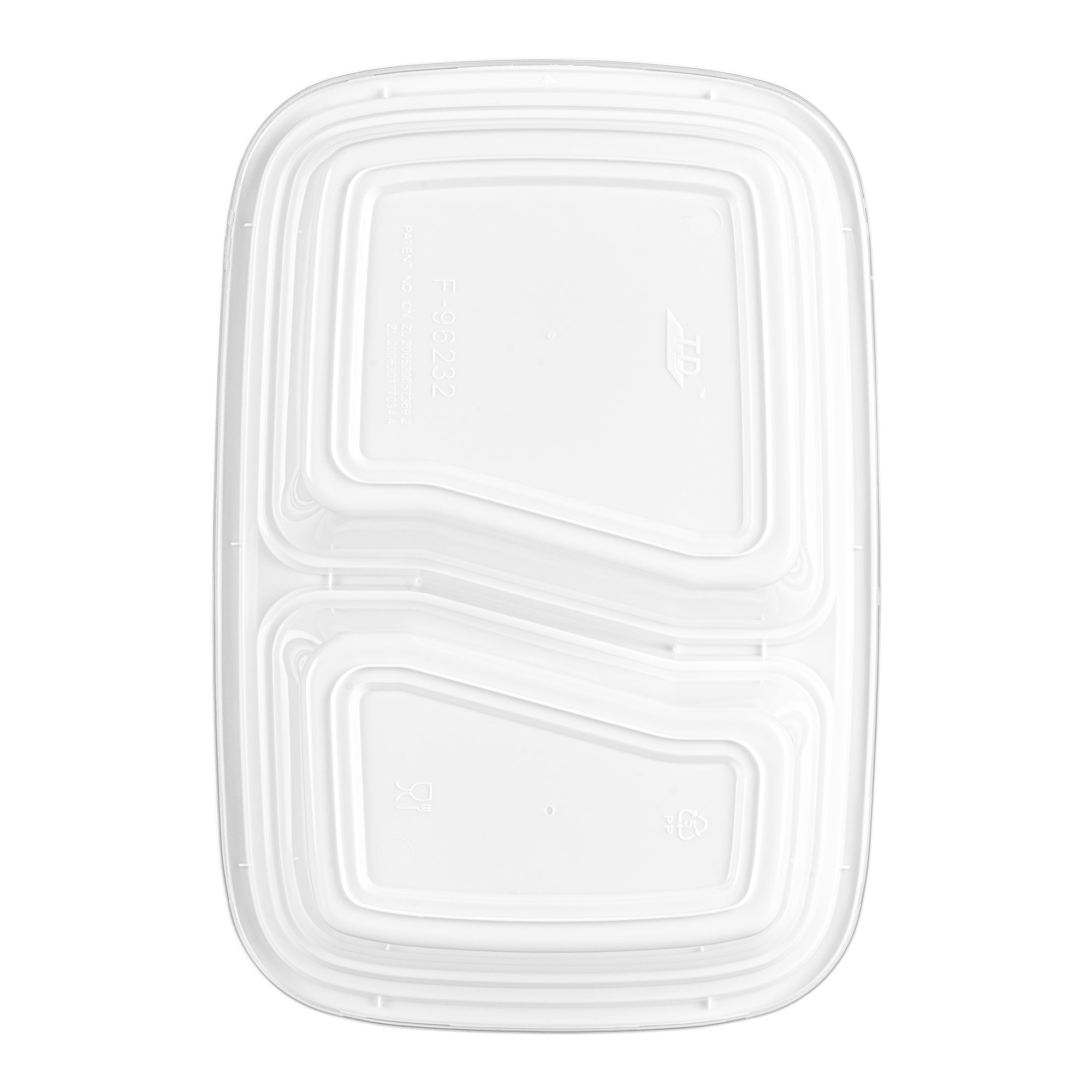 32 oz White Plastic 2-Compartment Food Storage Containers with Clear Lids - Microwave Safe, 8.75