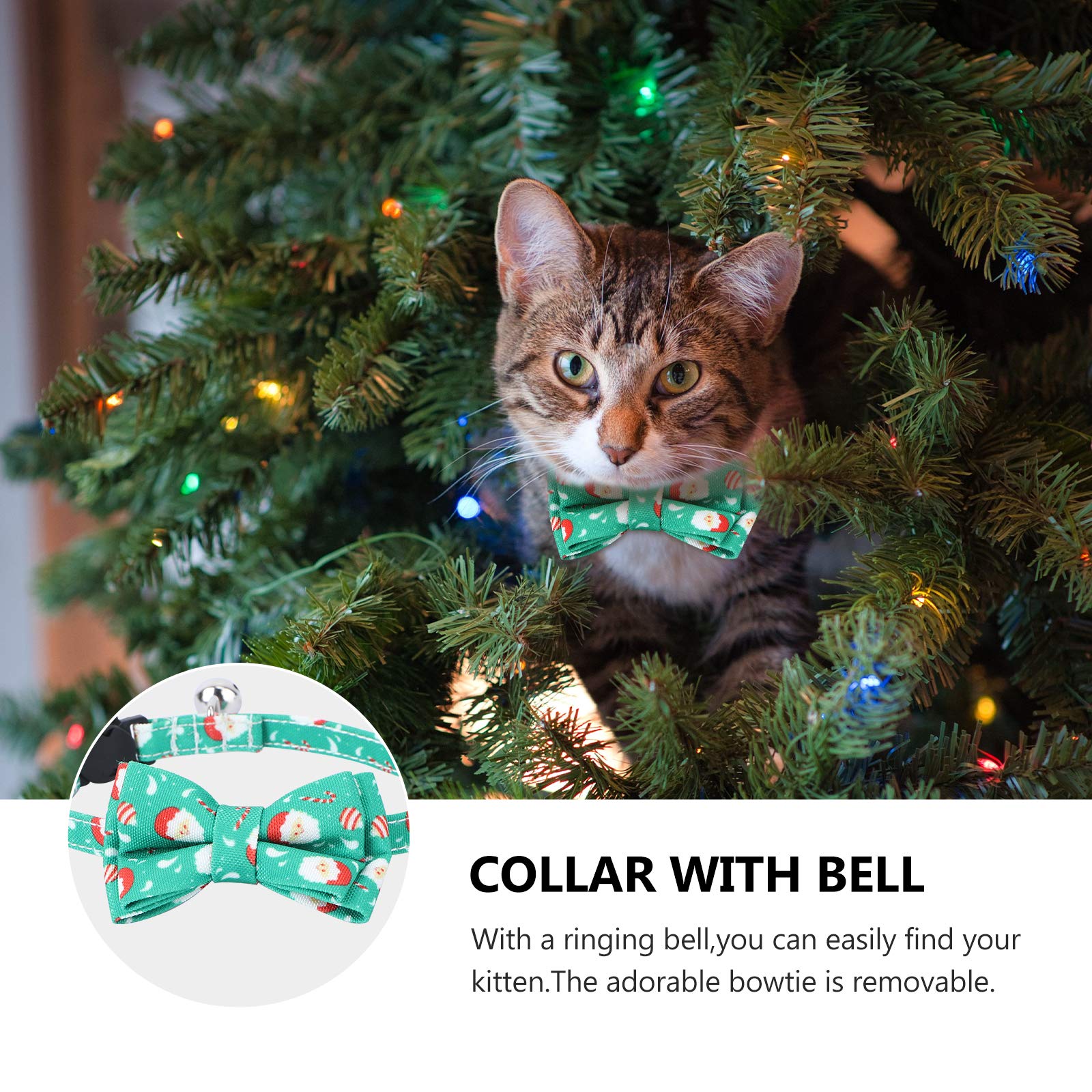 Festive Santa Cat Collar with Jingle Bells - Christmas Pet Costume for Parties & Cosplay