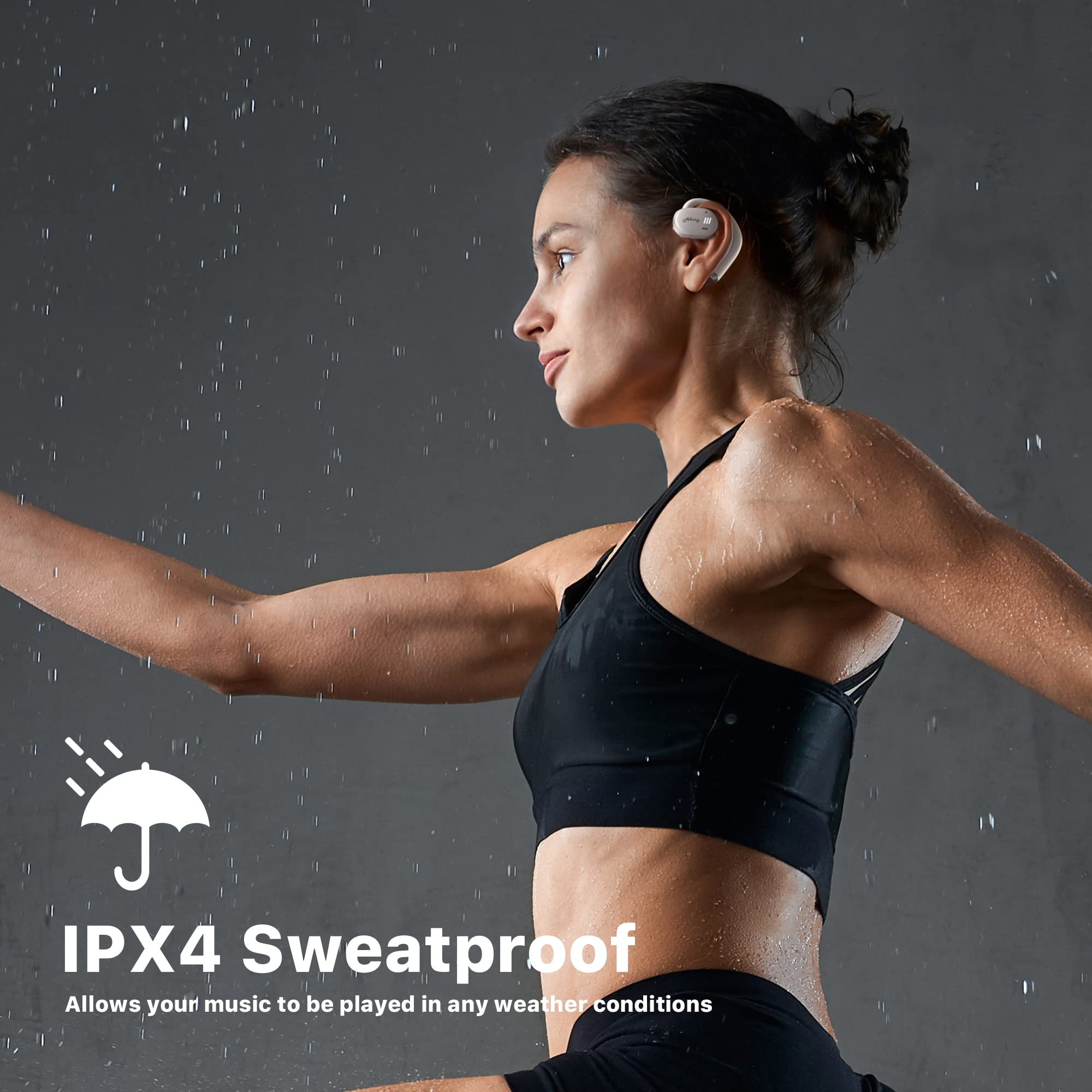 Allway Open Ear Bluetooth 5.3 Wireless Earbuds - 16.2mm Super Bass, Patented Rotation Design, Dual-Mic ENC Noise Cancelling, Lightweight Sport Headphones for Running, Cycling & Outdoor Activities
