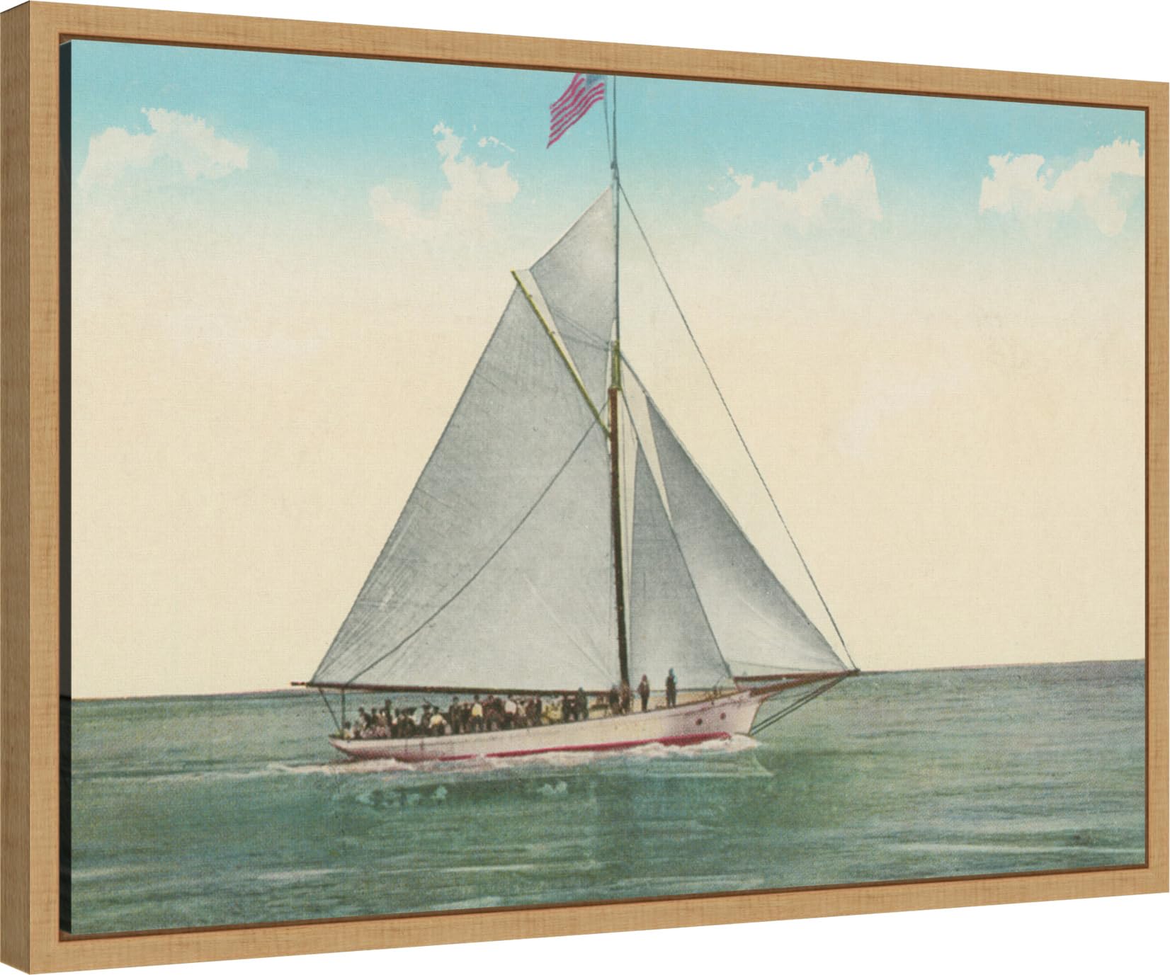 Amanti Art Framed Canvas Wall Art 16x23 - Sailing Party by Wild Apple Portfolio, Coastal Beach Painting, Modern Home Decor for Living Room, Bedroom, Bathroom & Kitchen | Perfect for Nautical Theme & Seaside Interior Design