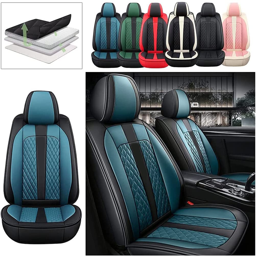 Premium PU Leather Front Seat Covers for Cars - Luxury, Comfortable & Stylish (Black & Blue) | Perfect for Daily Commute, Road Trips & Car Protection
