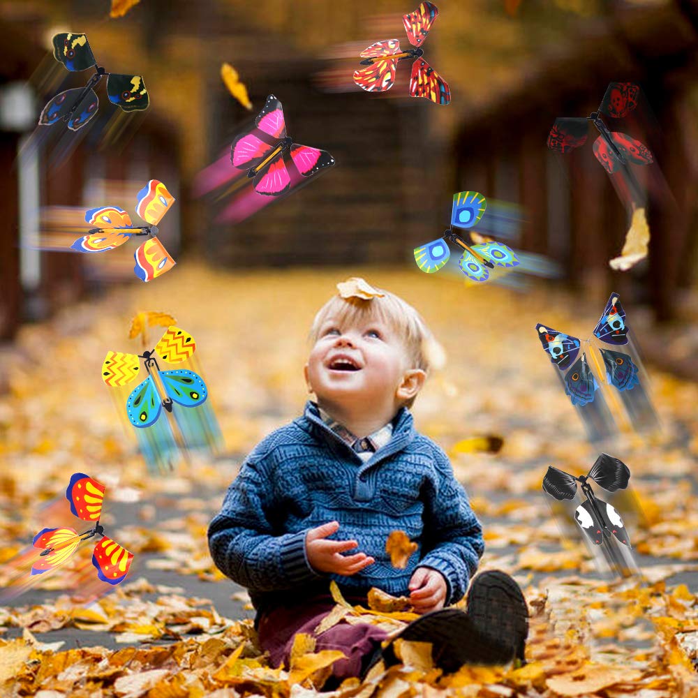 Outee 24pcs Wind-Up Flying Butterfly Toy - Christmas & Teacher Gift for Surprise Moments