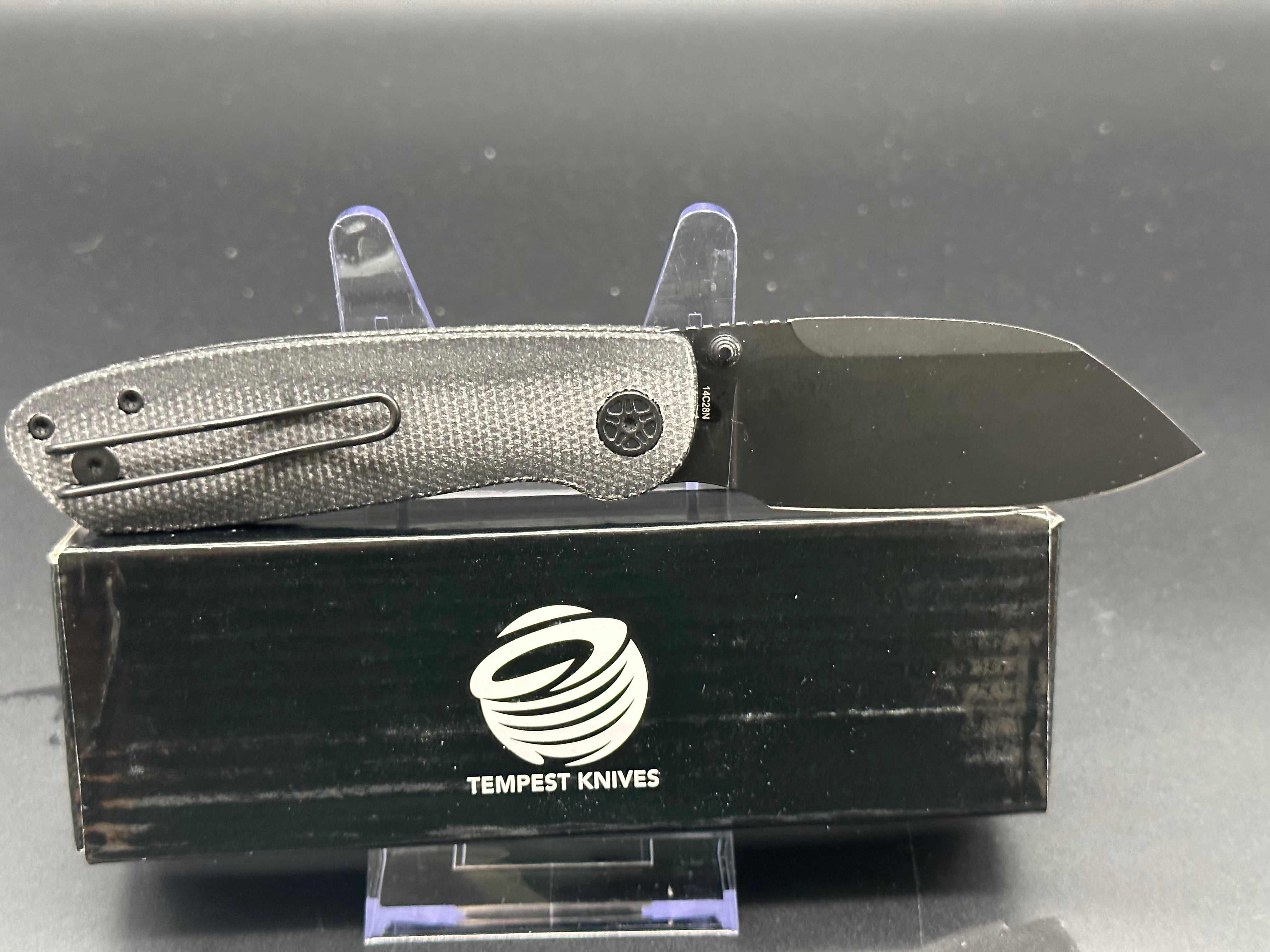 Tempest Knives Microburst Black Micarta Folding Pocket Knife - EDC, Camping, Hiking & Outdoor Survival Tool