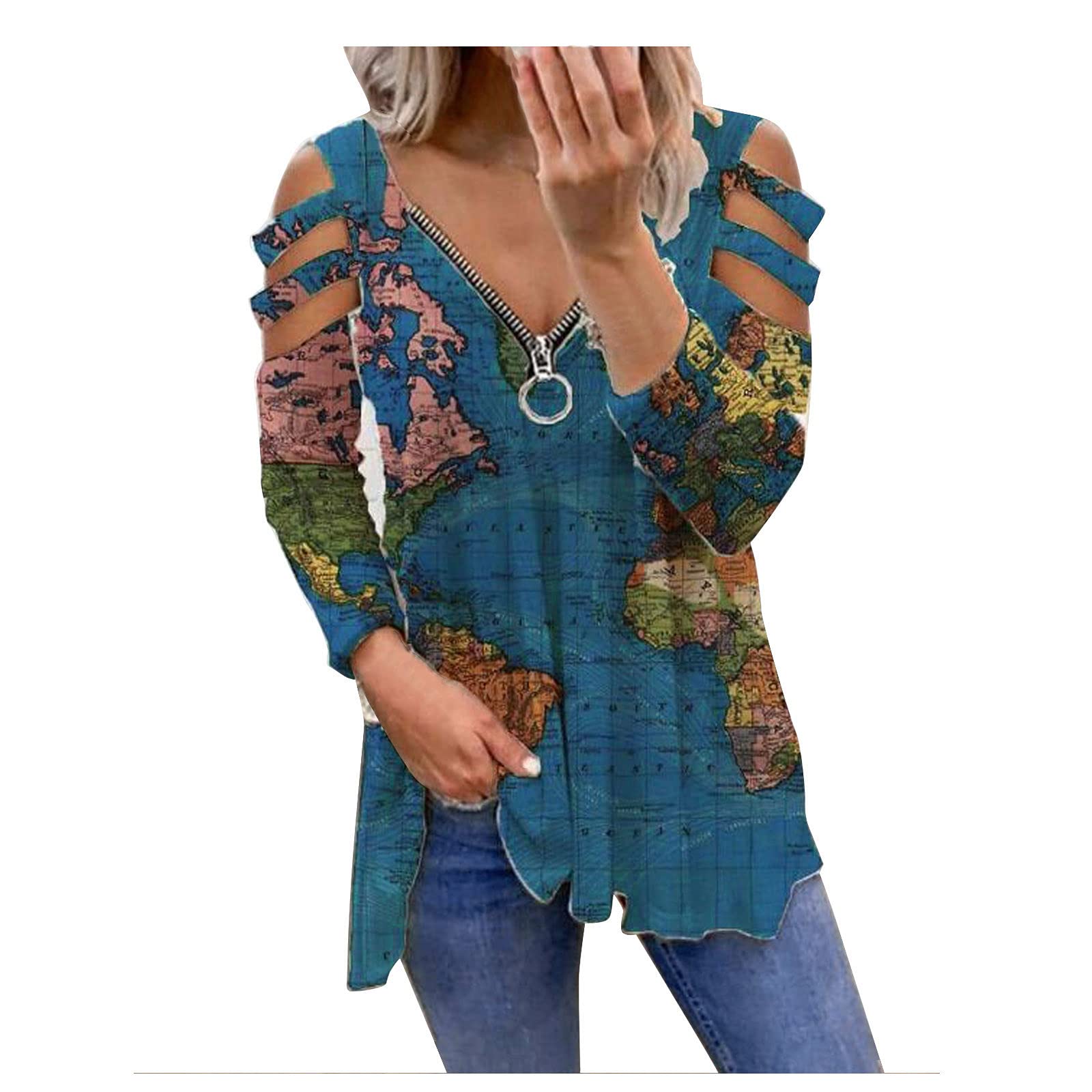 Women's Lightweight Quick-Dry Zipper Tops Long Sleeve V-Neck Casual Shirts for Everyday Wear | Perfect for Workouts, Office & Outdoor Activities