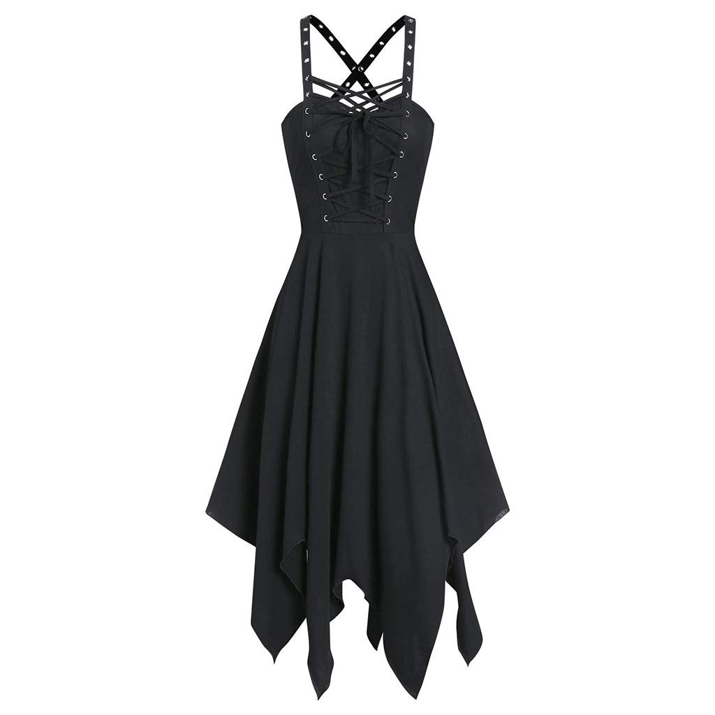 Gothic Black Lace Mini Dress for Women - Sleeveless Bodycon Vintage Summer Dress | Perfect for Halloween, Goth Parties, Concerts & Nightclubs