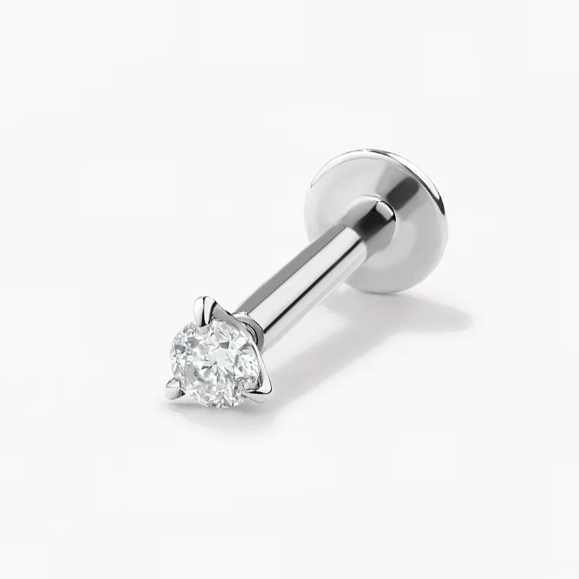 Diamond Helix Single Stud Earring in Sterling Silver - Perfect for Cartilage Piercing, Everyday Wear & Special Occasions