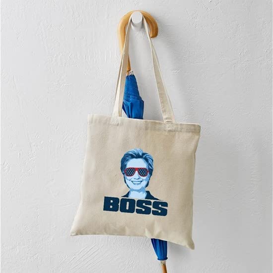 Hillary BOSS Tote Bag - Natural Canvas Reusable Shopping Bag for Women, Eco-Friendly Grocery Tote - Perfect for Work, Gym, Beach & Daily Errands