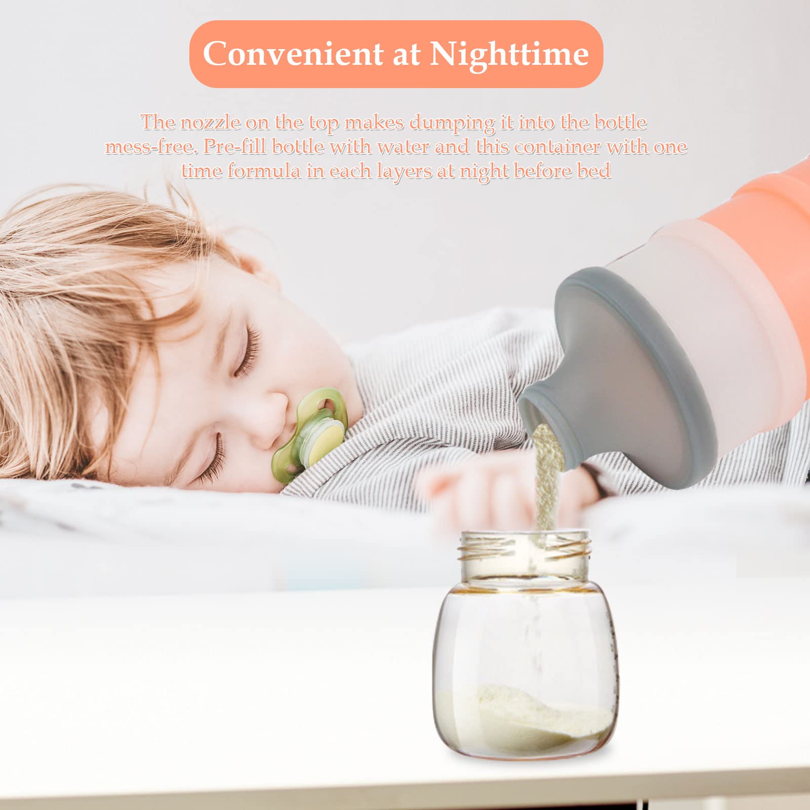 Portable Baby Formula Dispenser - 4 Compartment Stackable Powder Container with Non-Spill Design | Travel-Friendly Milk Storage for Infants | Perfect for On-the-Go Feeding, Daycare & Family Outings (2-Pack)