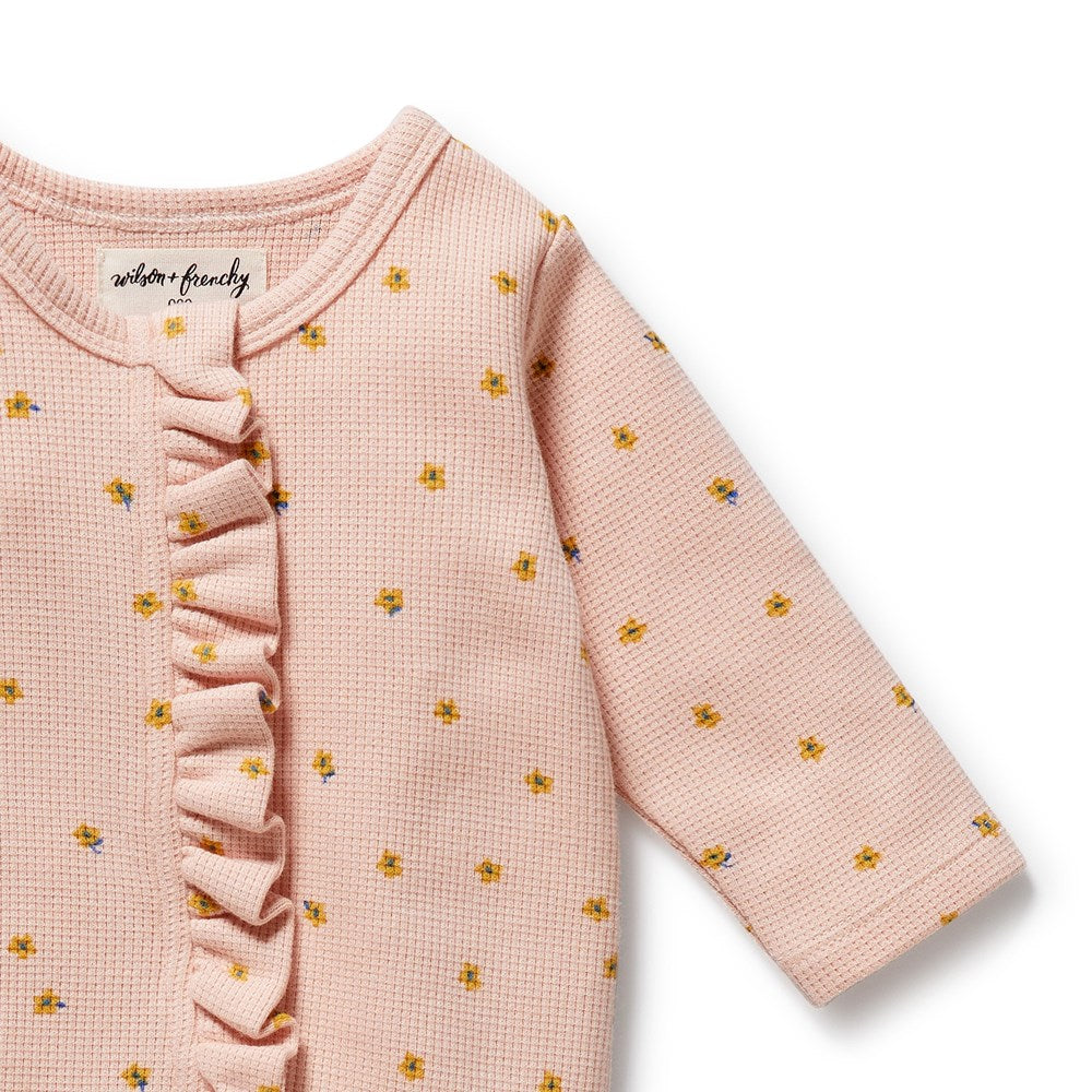 Little Fleur Organic Waffle Ruffle Zipsuit - Soft Baby Romper for Newborns & Infants | Perfect for Playtime, Nursery & Photo Shoots