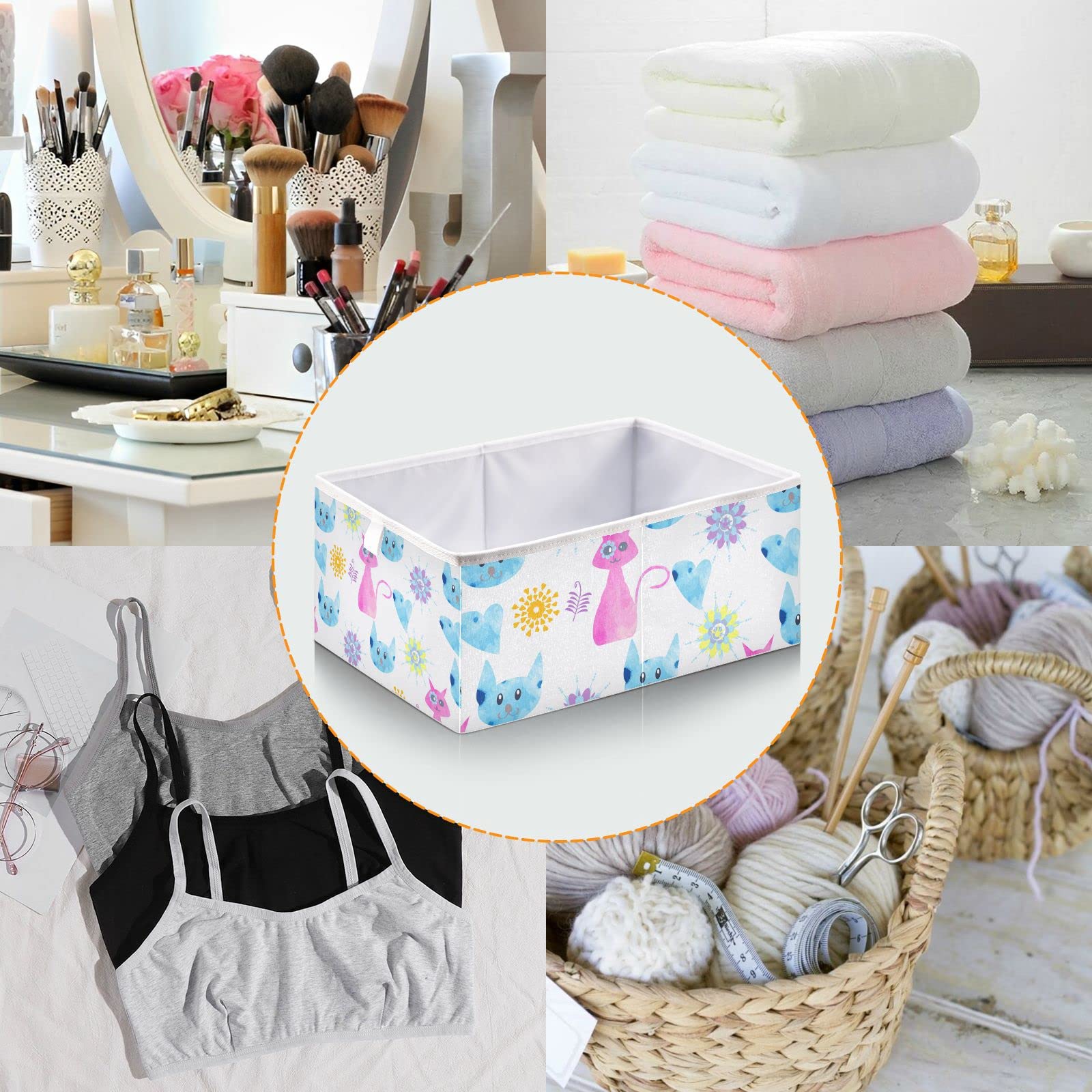 Collapsible Rectangular Storage Bins for Cats - Large Foldable Toy Organizer Cubes for Kids Bedroom & Playroom | Perfect for Pet Supplies, Toys, and Room Organization