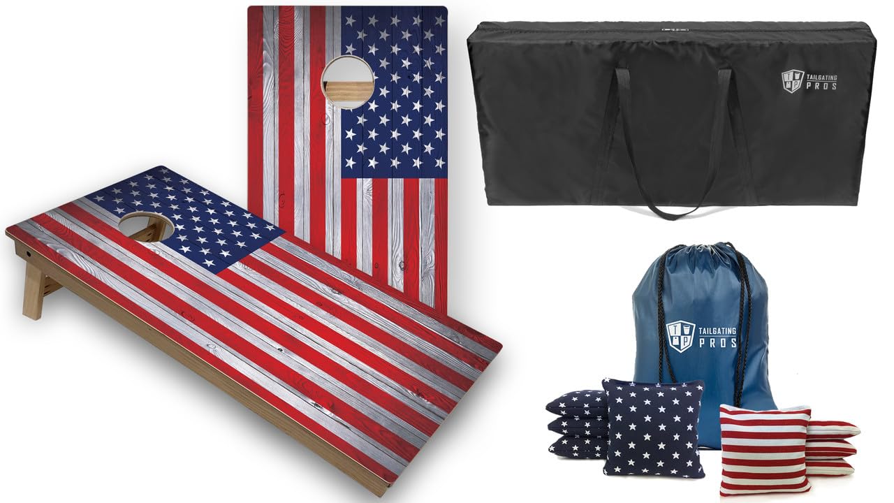 Premium Tournament-Grade Regulation Cornhole Boards Set with 8 Bean Bags & Carrying Case - 4'x2' LED Cornhole Toss Game for Tailgating, Backyard Parties, and Outdoor Events