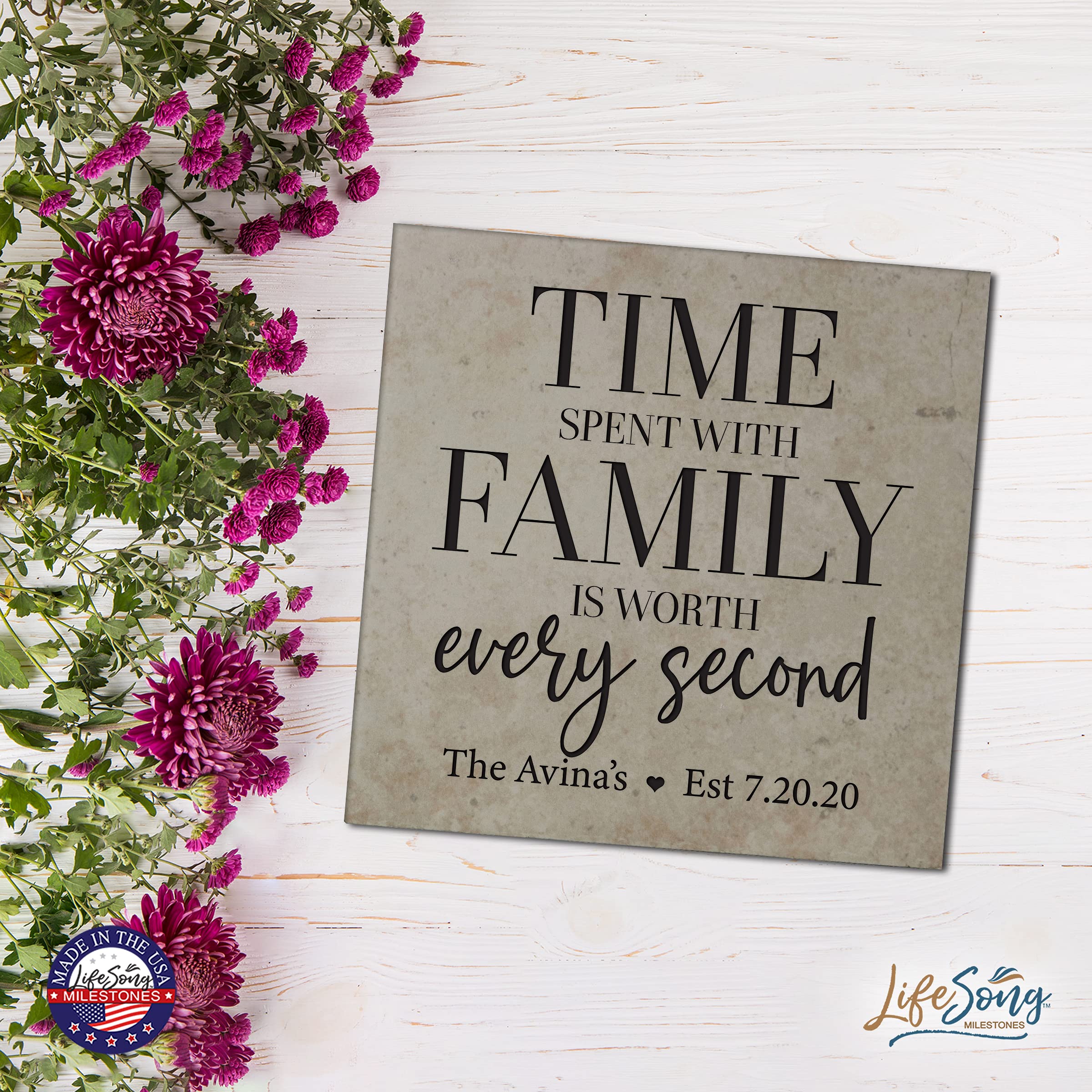 LifeSong Milestones Personalized Ceramic Trivets - Heat Resistant Kitchen Decor for Table Insulation, Home & Office Use - 5.75x5.75 Inch Family Keepsake (Perfect for Dining, Entertaining & Protecting Surfaces from Hot Dishes)
