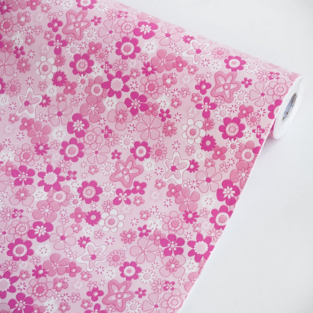 Pink Flowering Shrubs Self-Adhesive Wallpaper Roll - Floral Peel and Stick Wall Decor for Bedroom, Living Room & Home Renovation