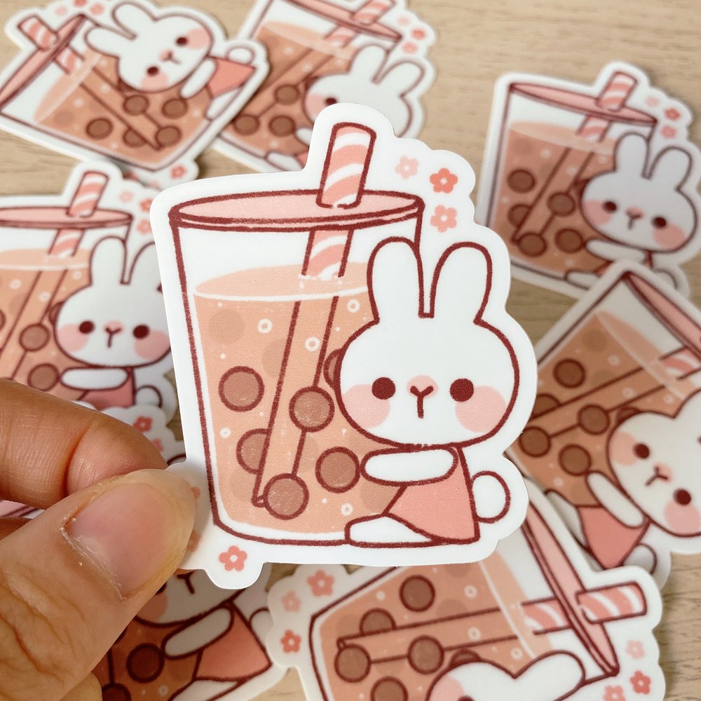 Bubble Tea Rabbit Sticker - Cute Kawaii Vinyl Decal for Laptops, Water Bottles & DIY Crafts - Perfect for Bubble Tea Lovers & Stationery Enthusiasts
