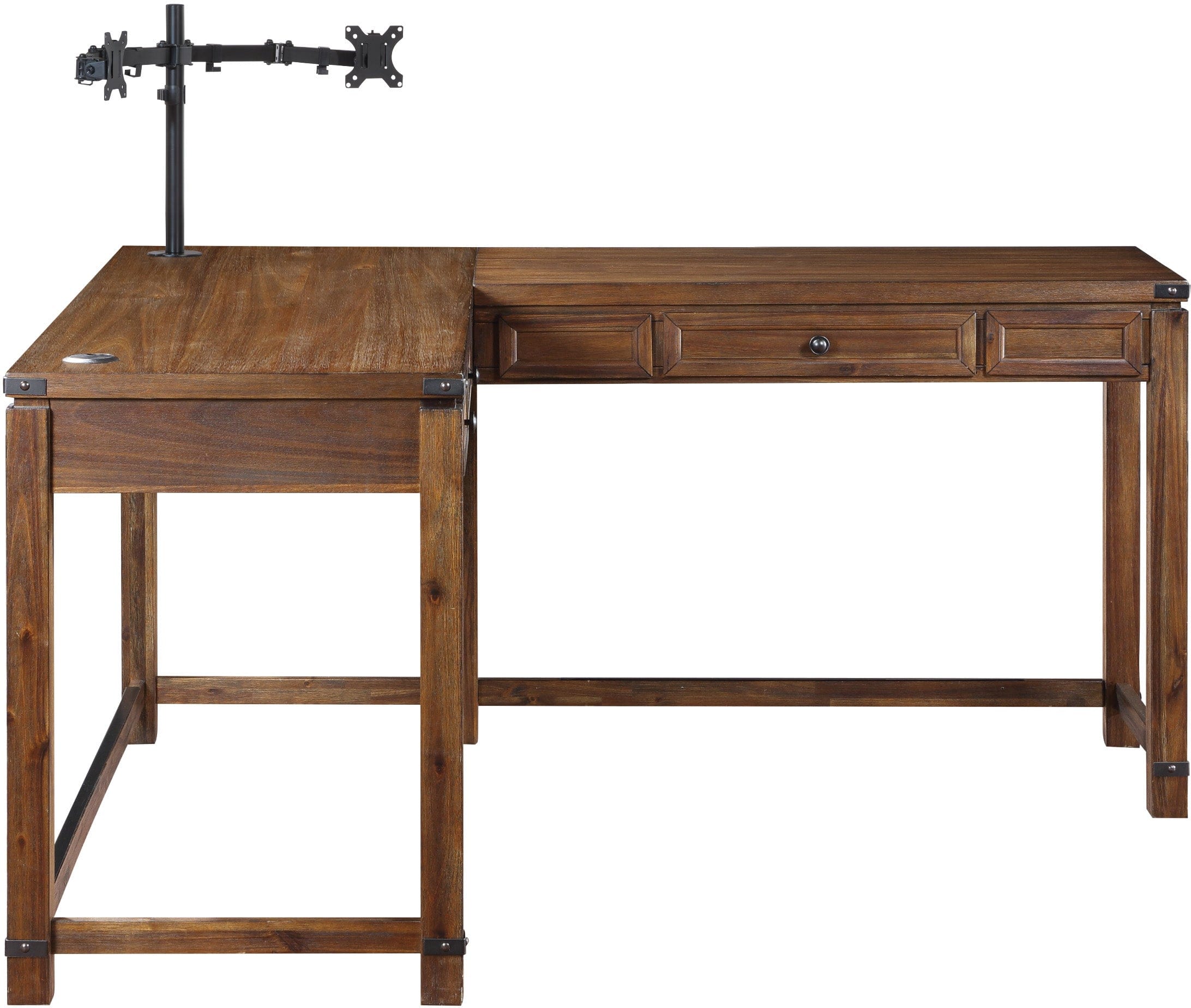 Office Star Baton Rouge L-Shaped Desk with Monitor Mount [BTL2937DM] - Ergonomic Home Office Workstation for Computer, Laptop & Gaming Setup