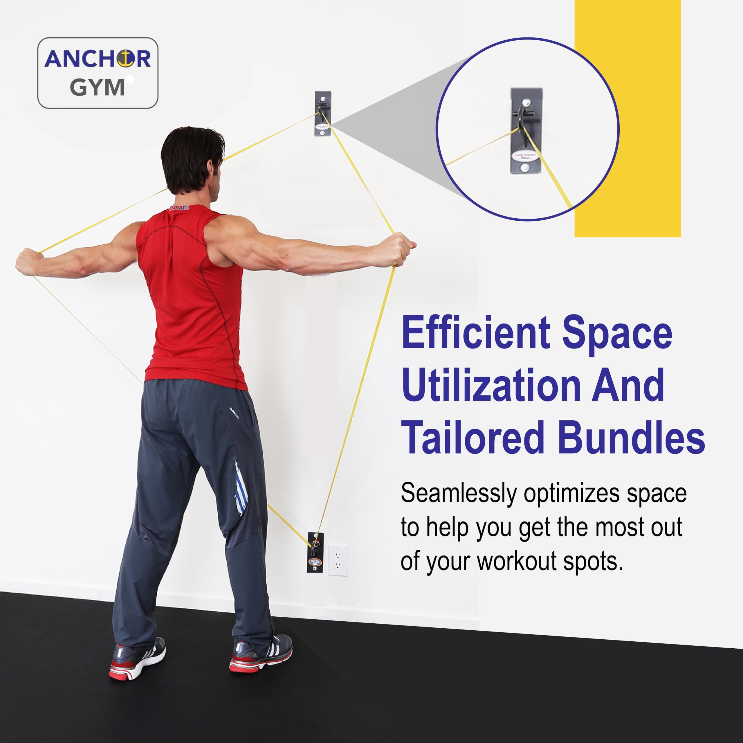 Anchor Gym H1 Wall Mount Workout Hook - Heavy Duty Strap Anchor for Ceiling & Wall Mounted Exercise Station - Perfect for Bodyweight Straps, Resistance Bands, Strength Training & Yoga - Includes Wood Screws - Ideal for Home Gym & Functional Fitness Workouts