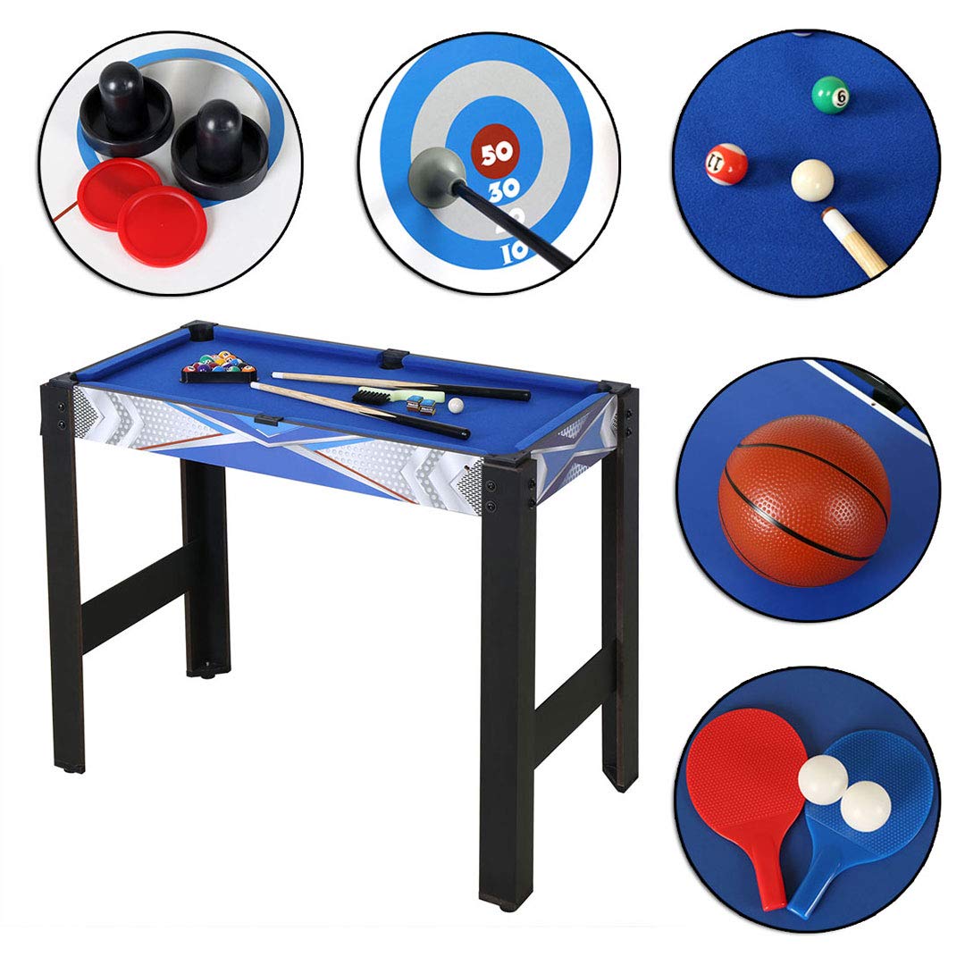 HLC 3ft 5-in-1 Multi Game Table Set - Foldable Pool, Hockey, Ping Pong, Basketball & Archery Combo for Indoor & Outdoor Family Fun